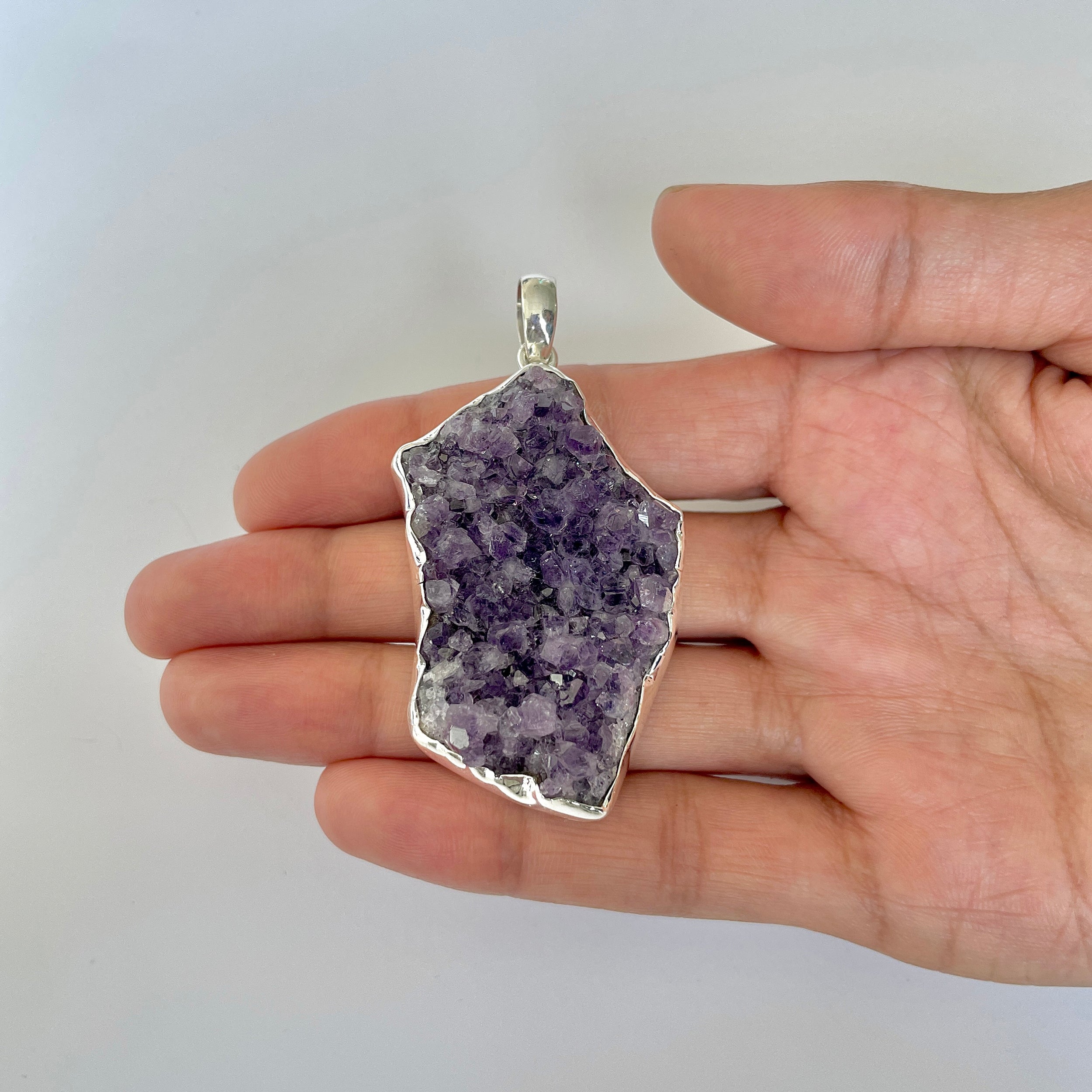 Amethyst Druzy Pendant-(AMD-1-10)