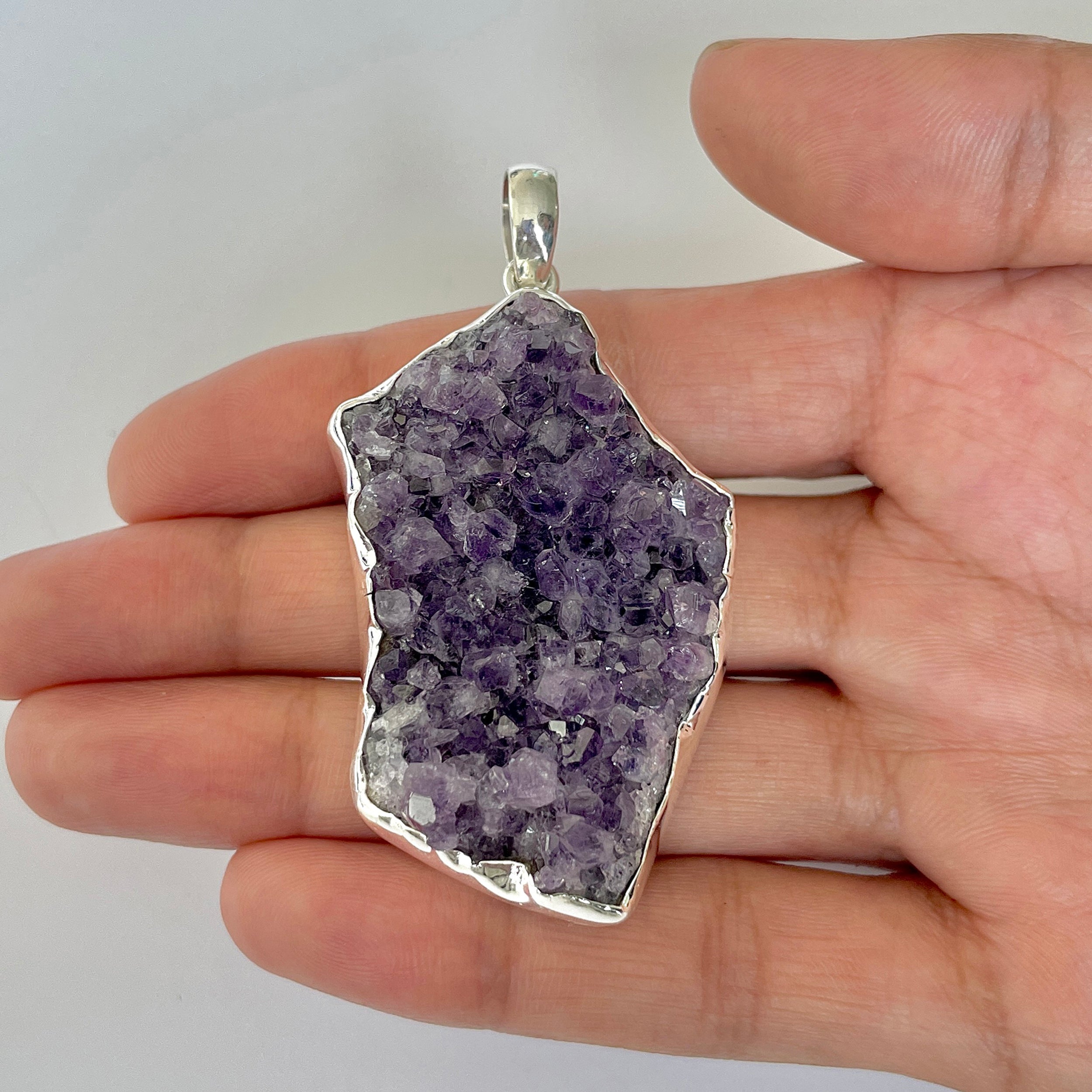 Amethyst Druzy Pendant-(AMD-1-10)