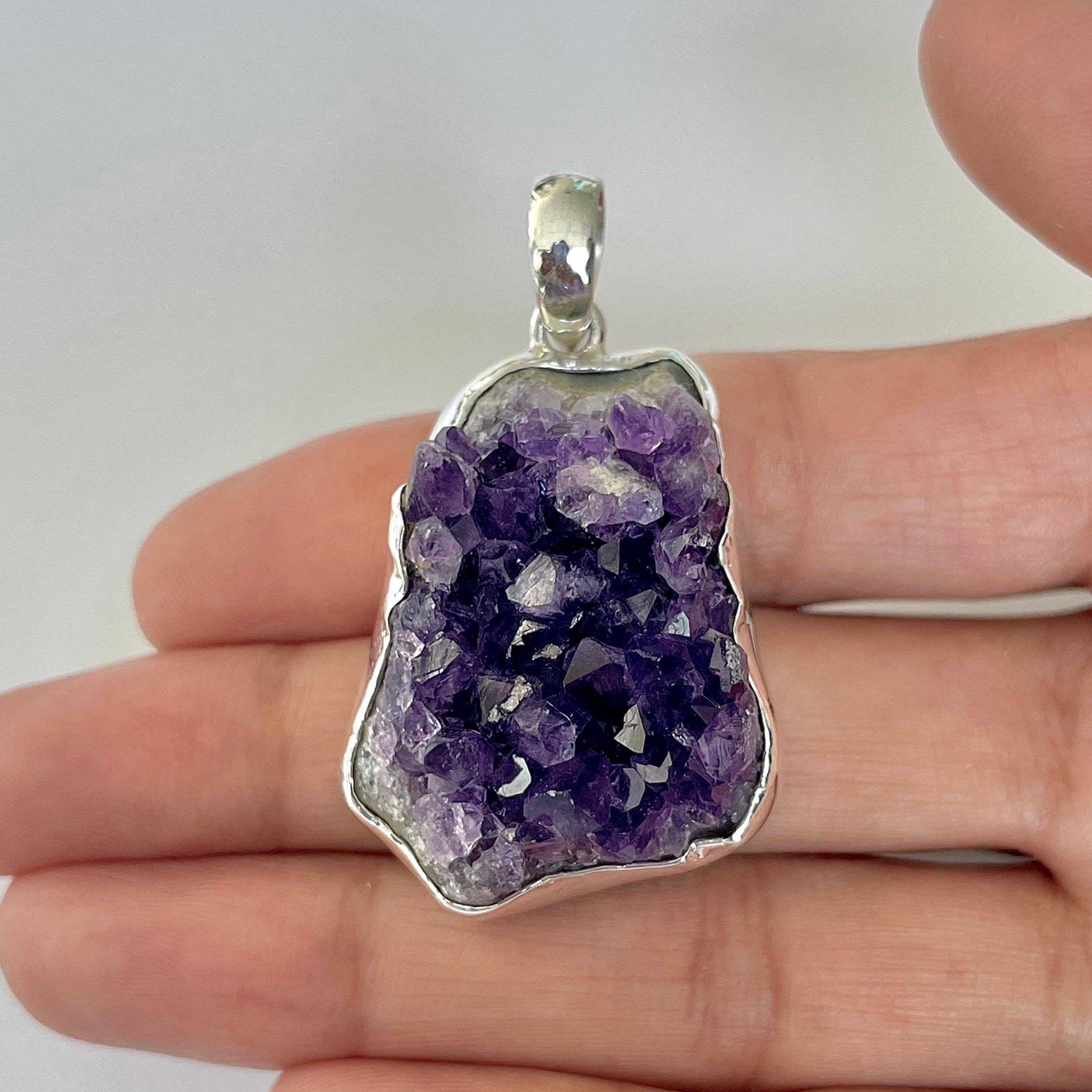 Amethyst Druzy Pendant-(AMD-1-12)