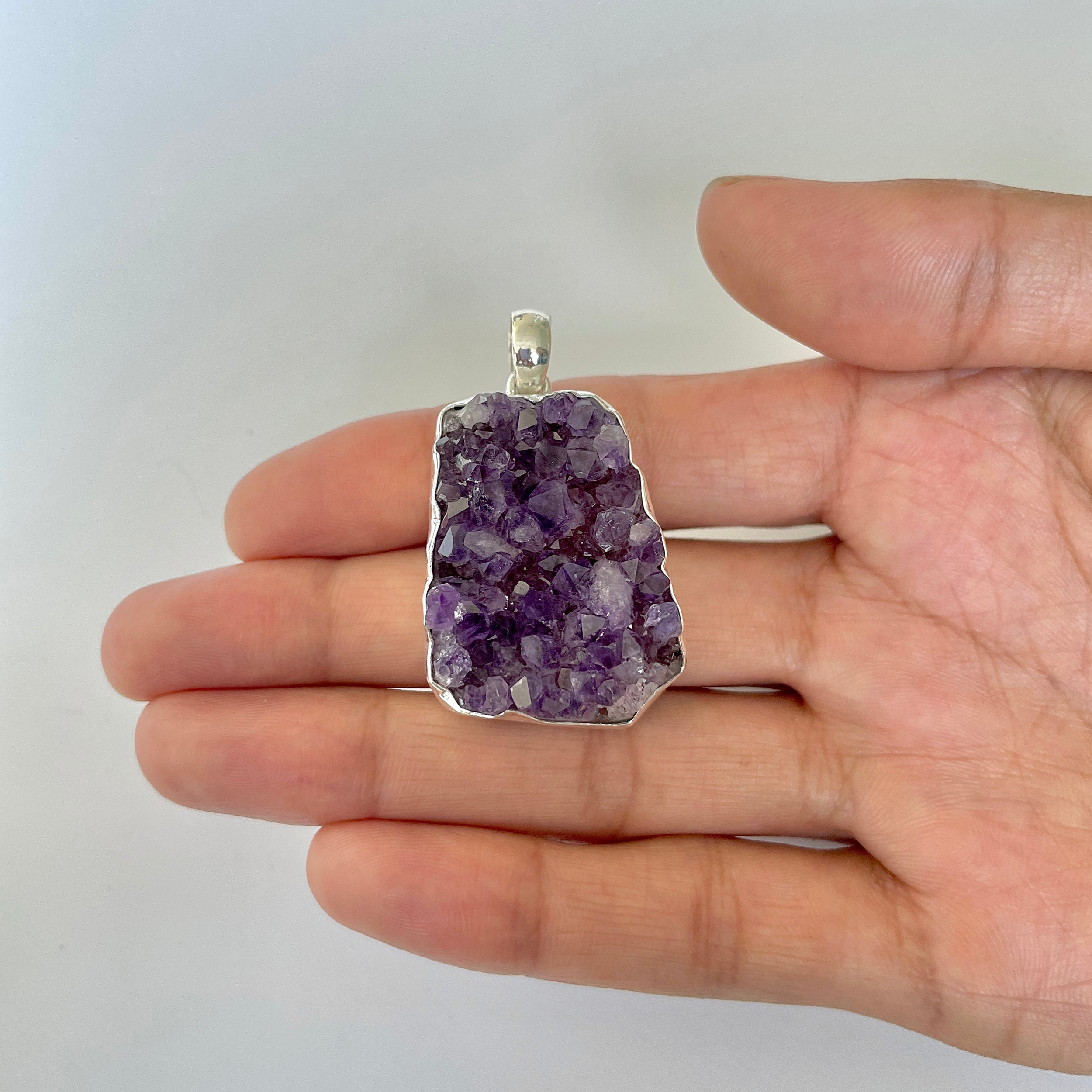 Amethyst Druzy Pendant-(AMD-1-9)