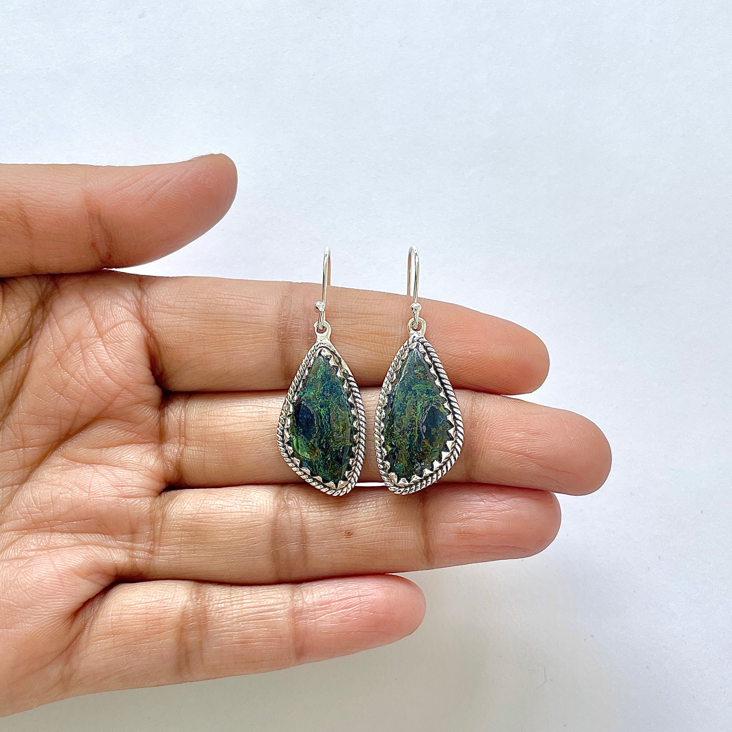 Azurite Malachite Earring-(AZM-3-2)