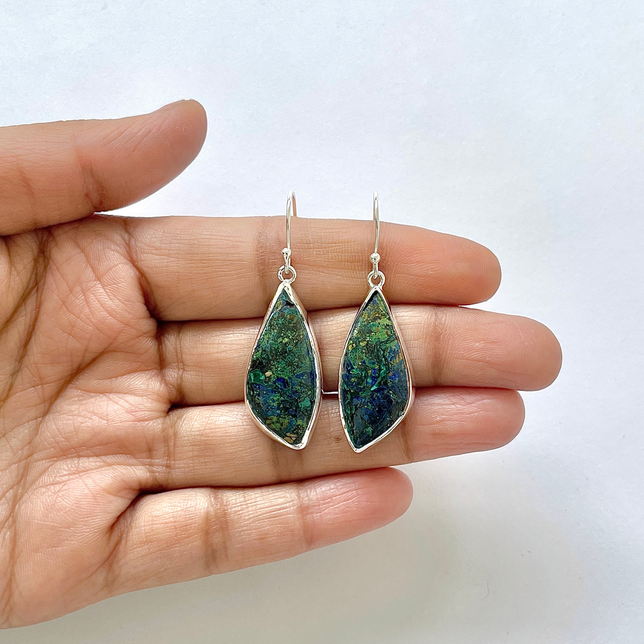 Azurite Malachite Earring-(AZM-3-3)
