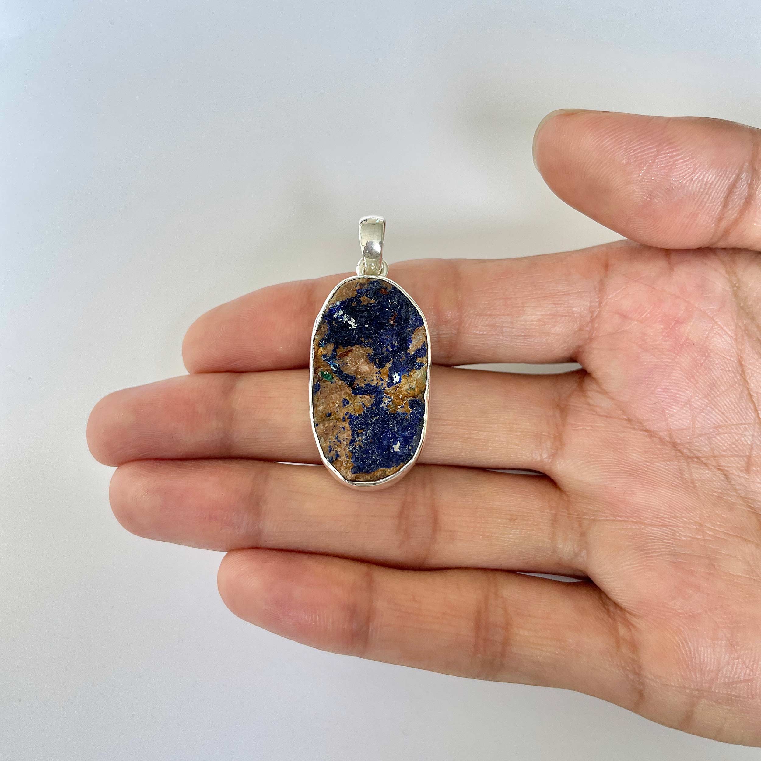 Azurite Druzy Pendant-(AZR-1-1)