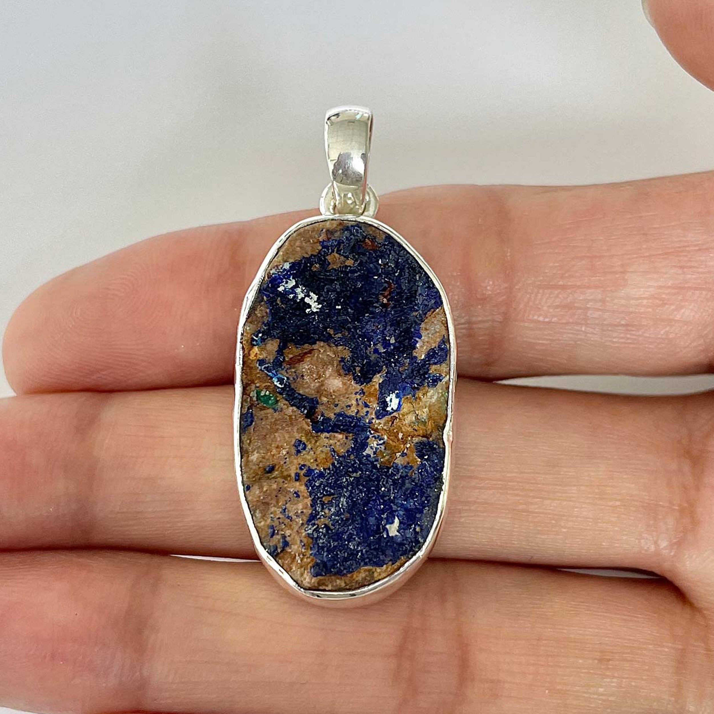 Azurite Druzy Pendant-(AZR-1-1)