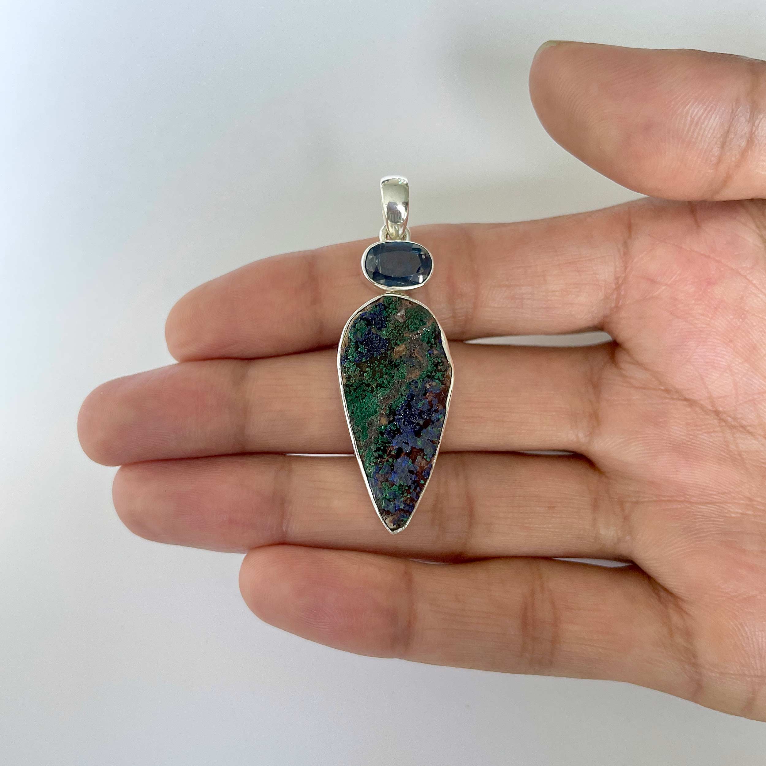 Azurite Druzy Pendant-(AZR-1-10)