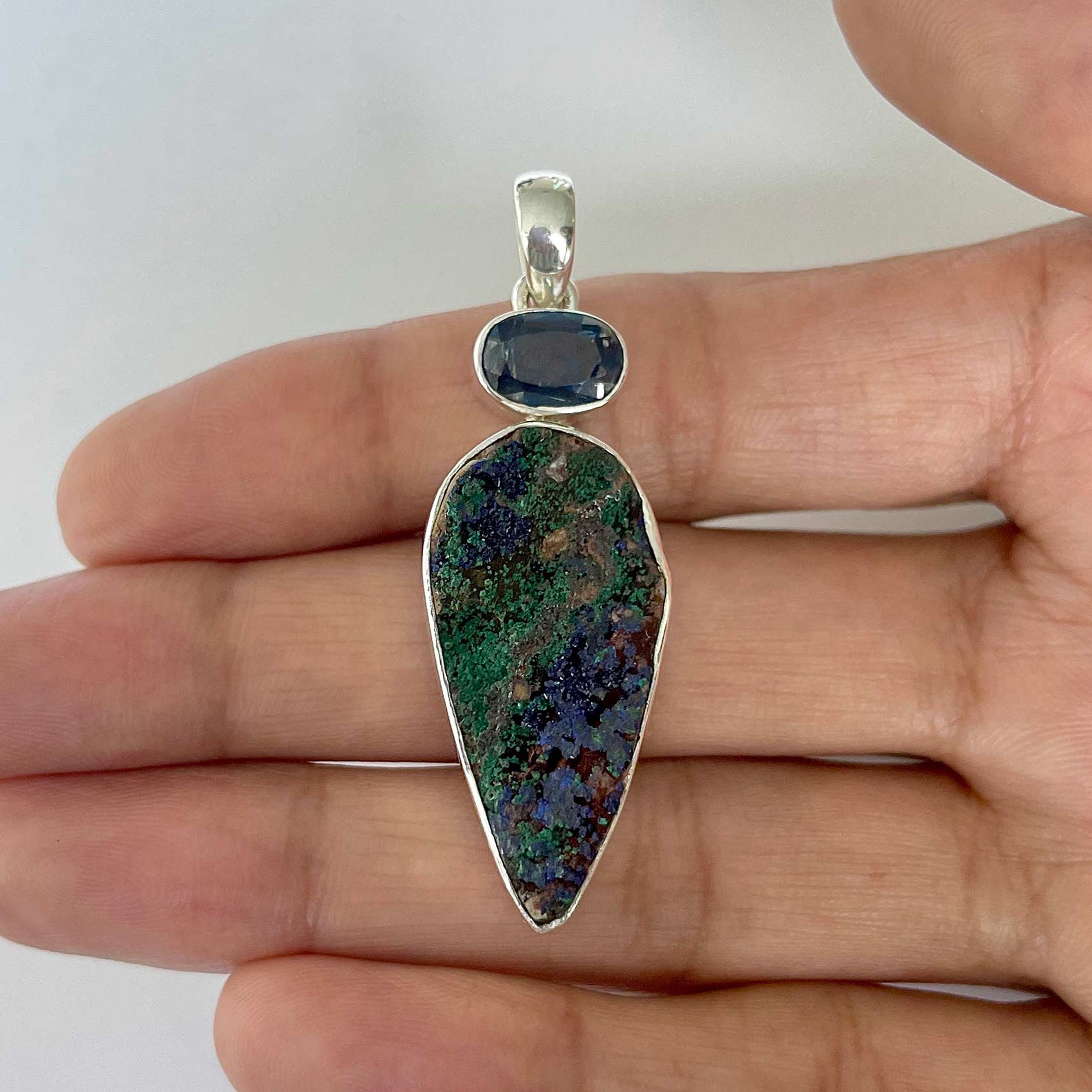 Azurite Druzy Pendant-(AZR-1-10)