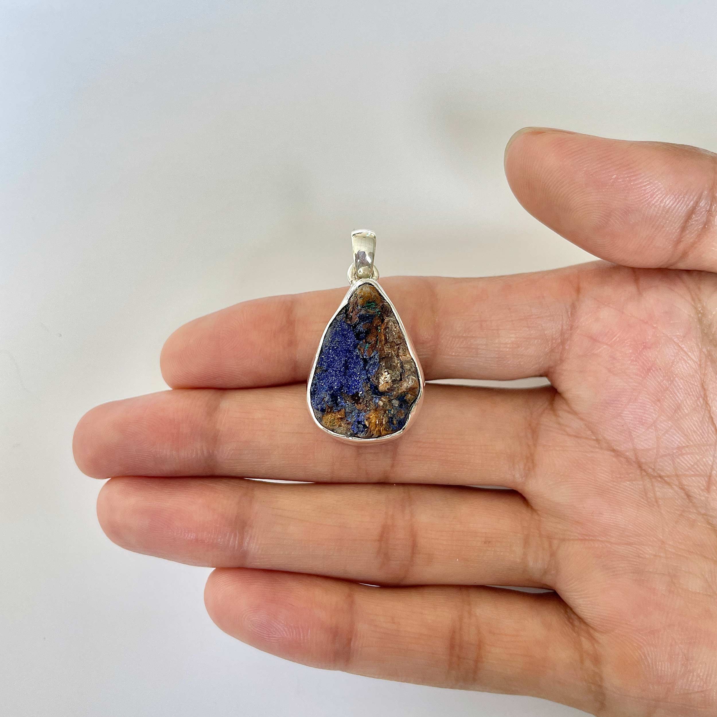 Azurite Druzy Pendant-(AZR-1-11)