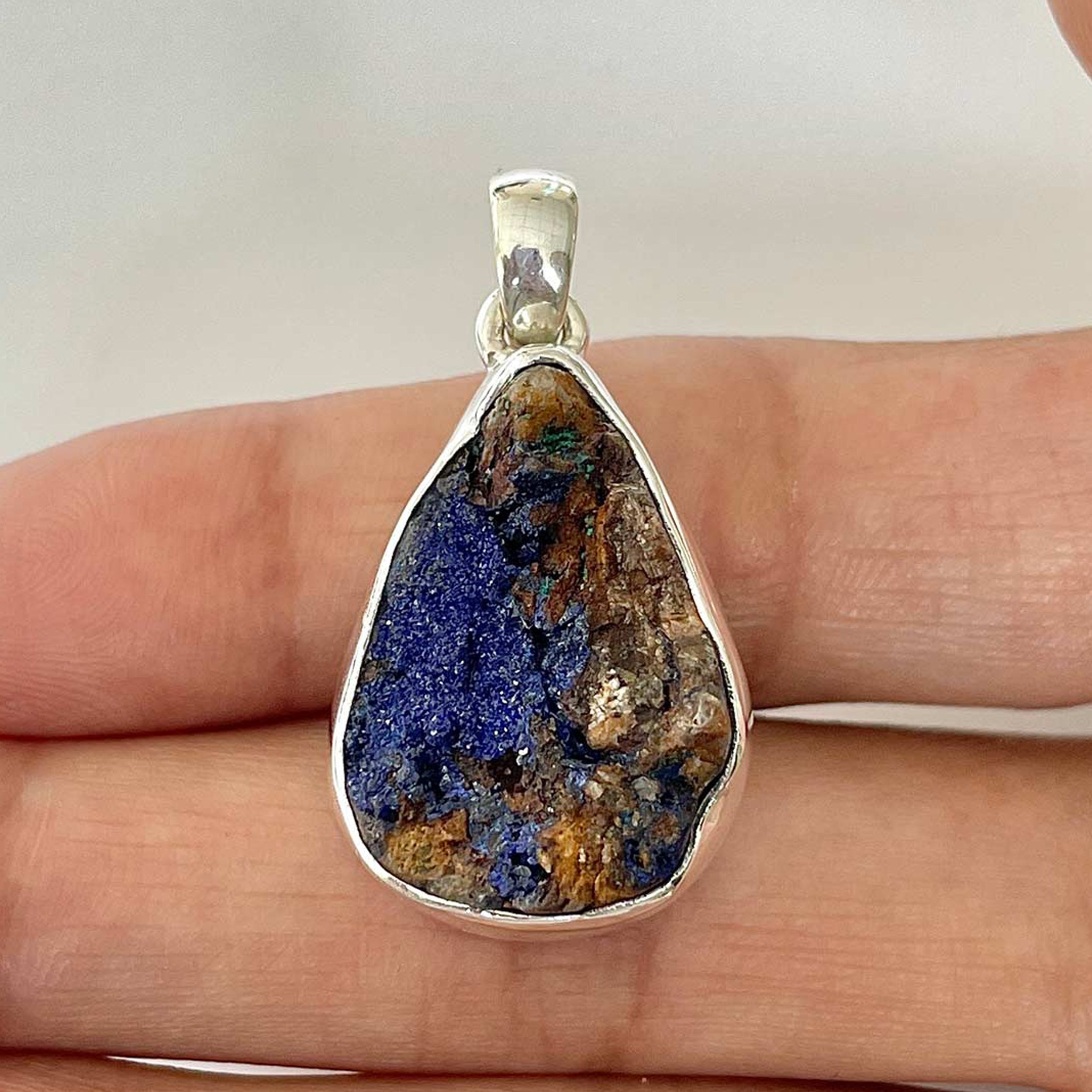 Azurite Druzy Pendant-(AZR-1-11)