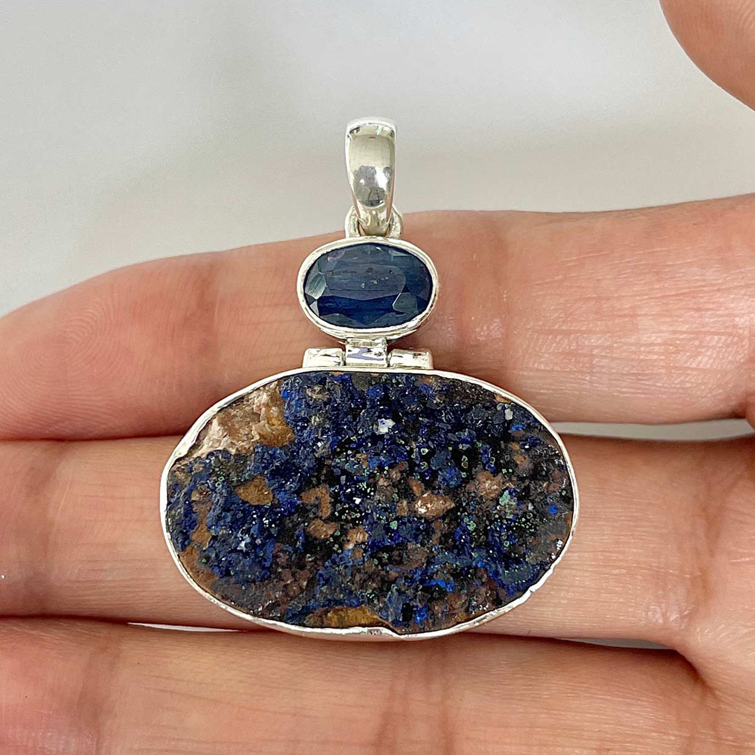 Azurite Druzy Pendant-(AZR-1-12)