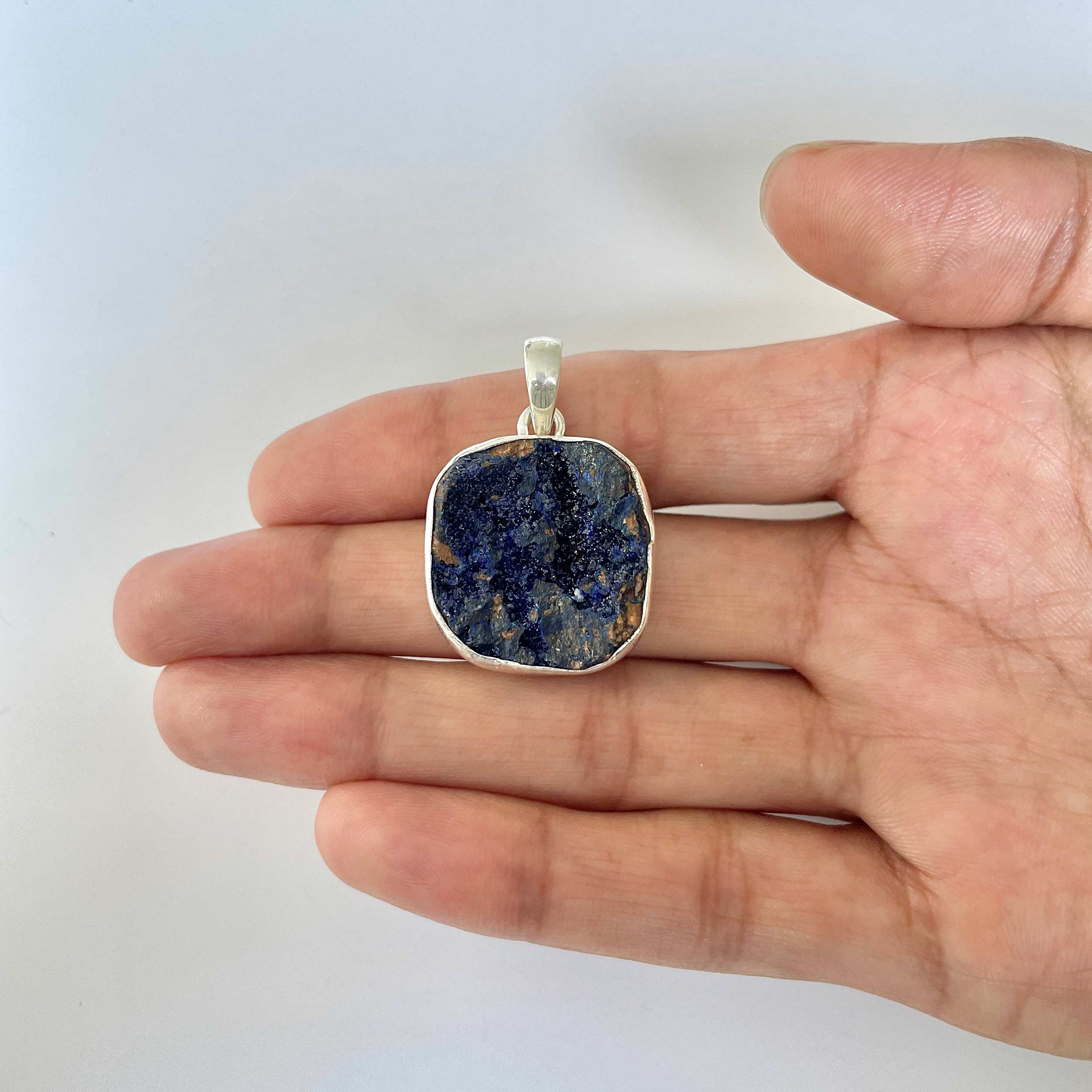 Azurite Druzy Pendant-(AZR-1-13)