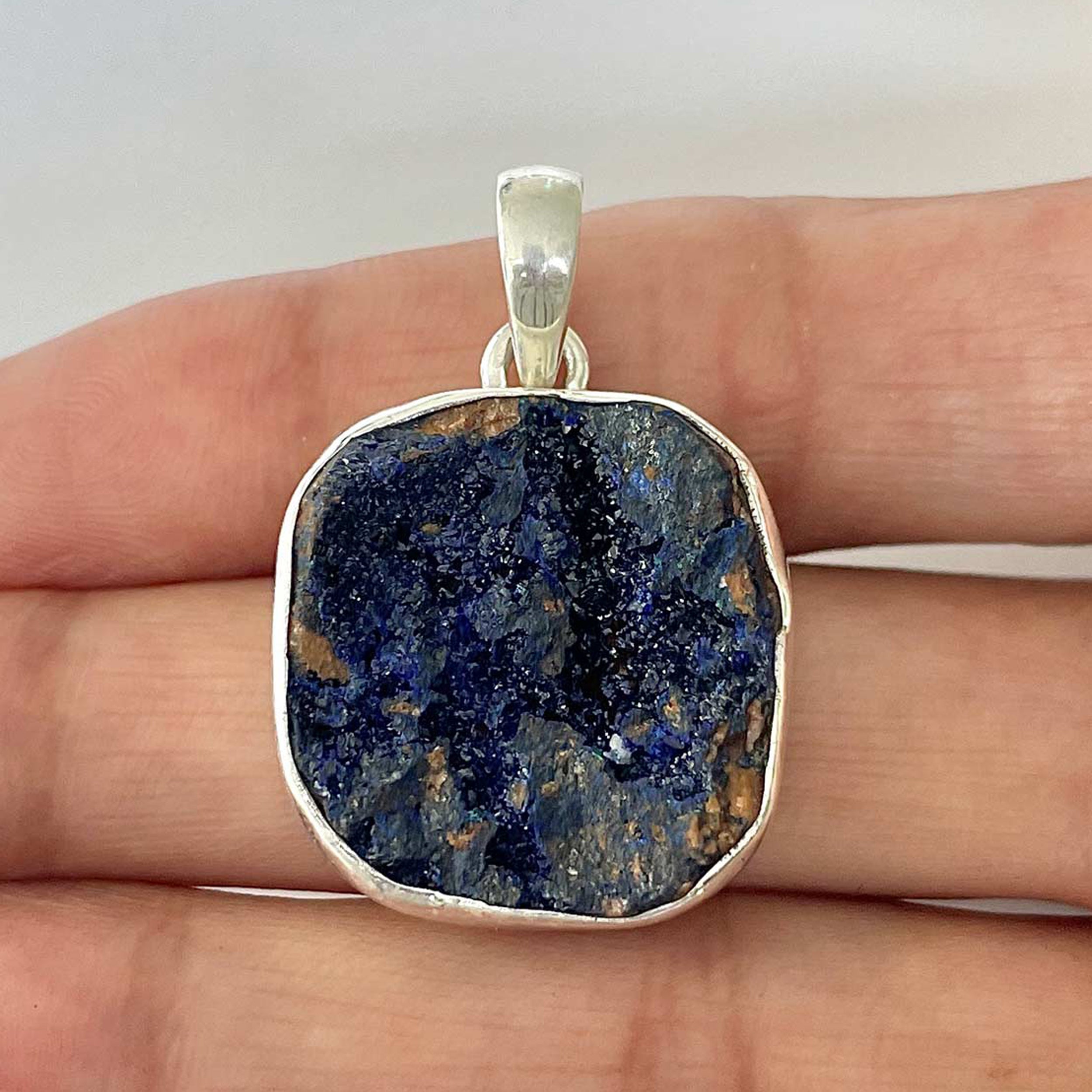 Azurite Druzy Pendant-(AZR-1-13)