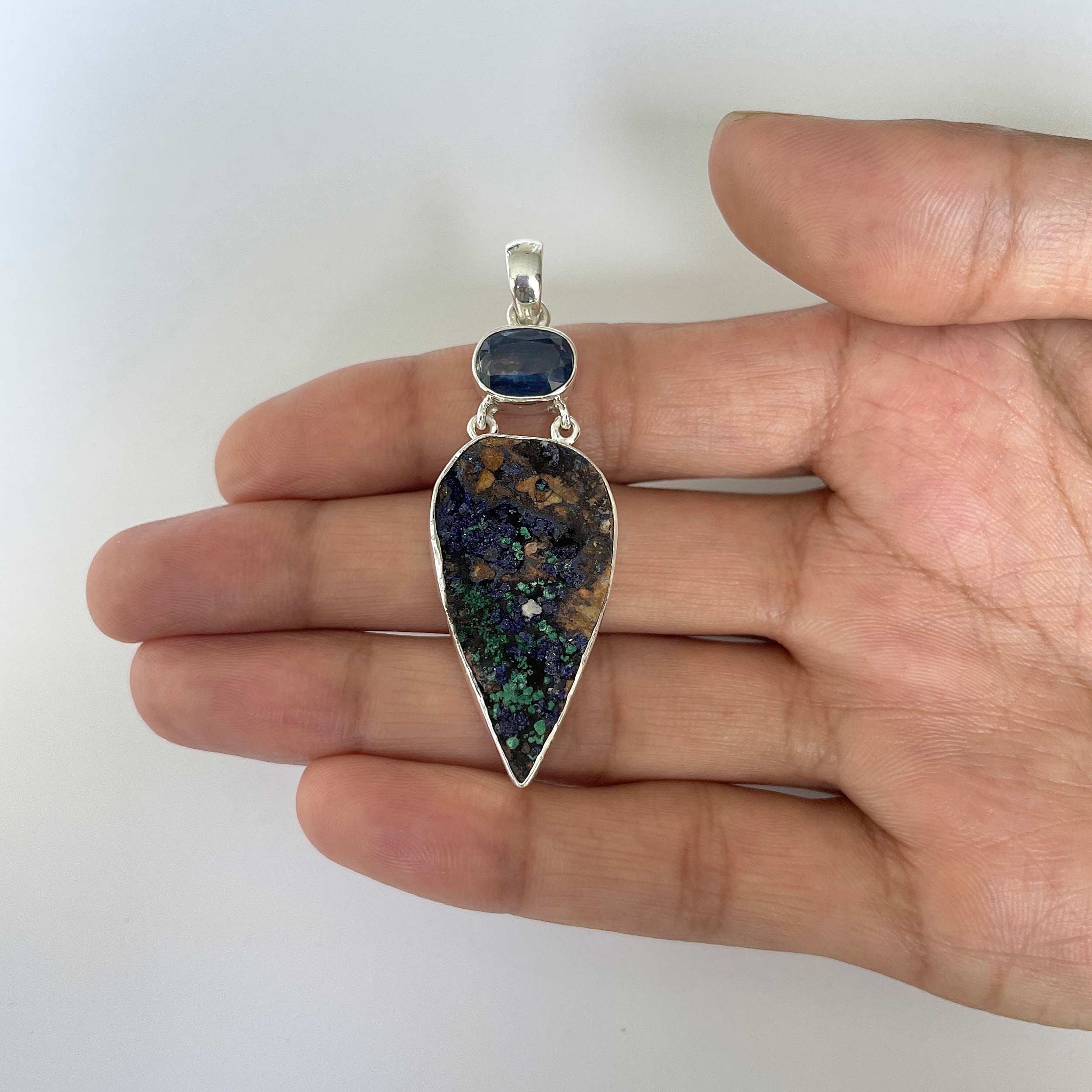 Azurite Druzy Pendant-(AZR-1-16)