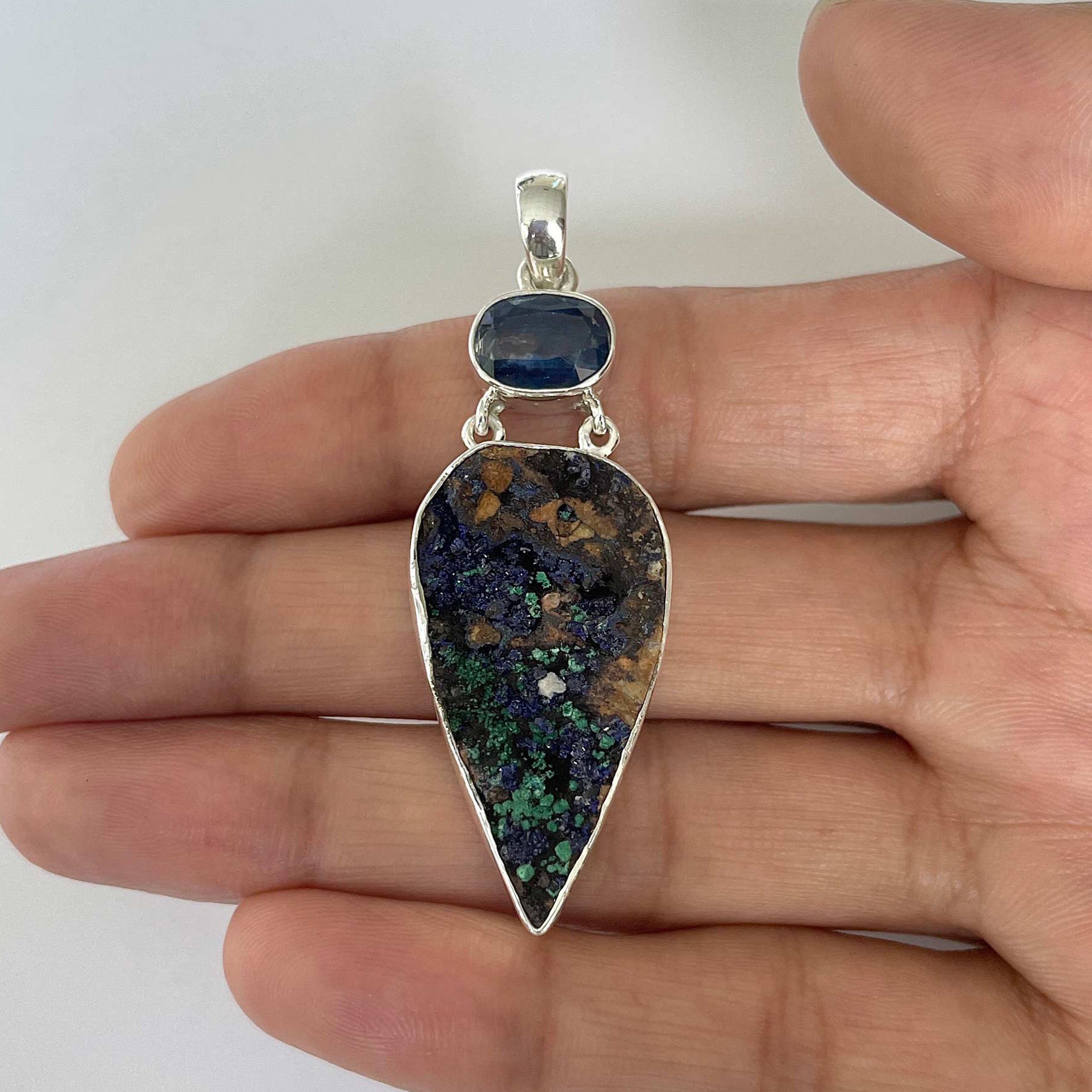 Azurite Druzy Pendant-(AZR-1-16)