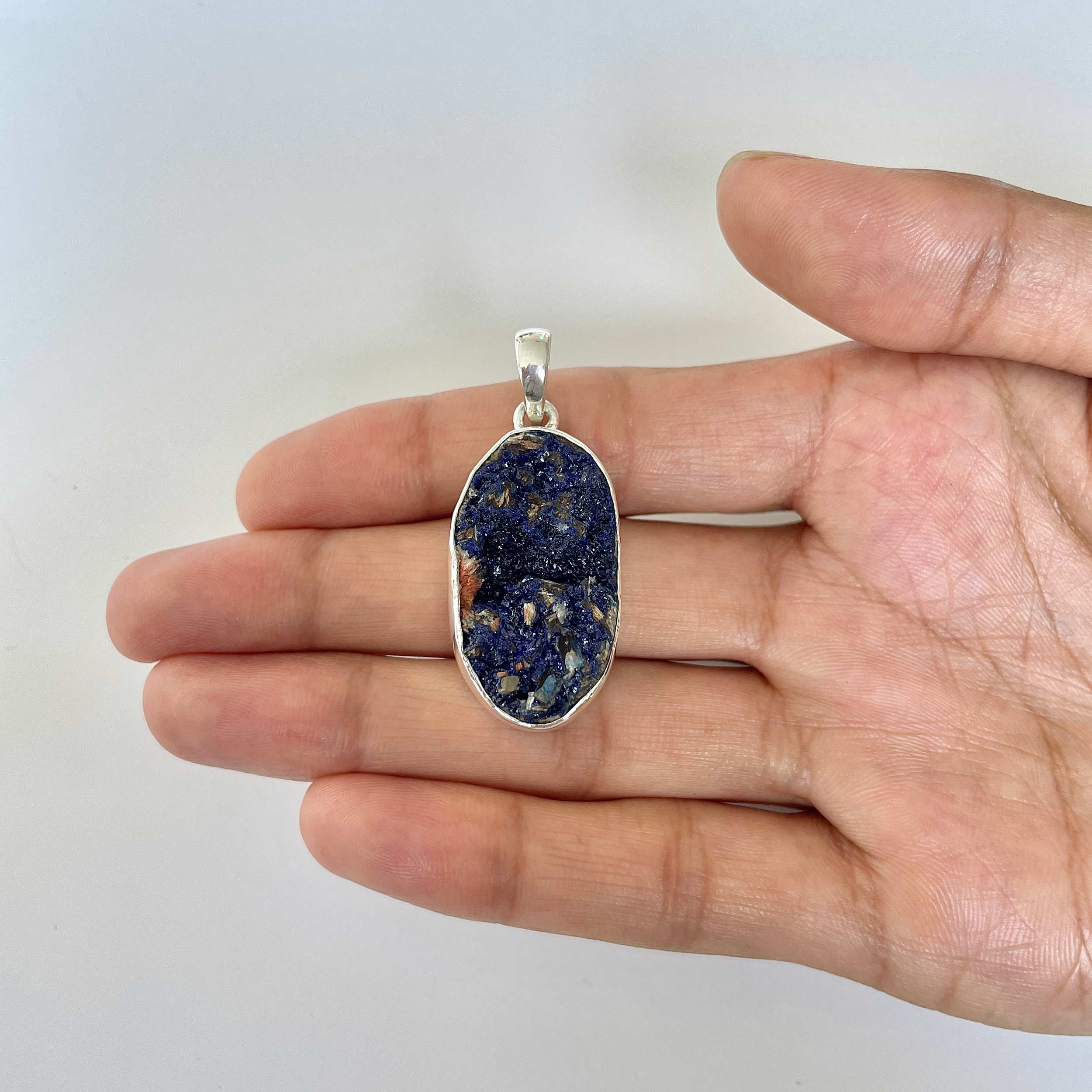 Azurite Druzy Pendant-(AZR-1-17)