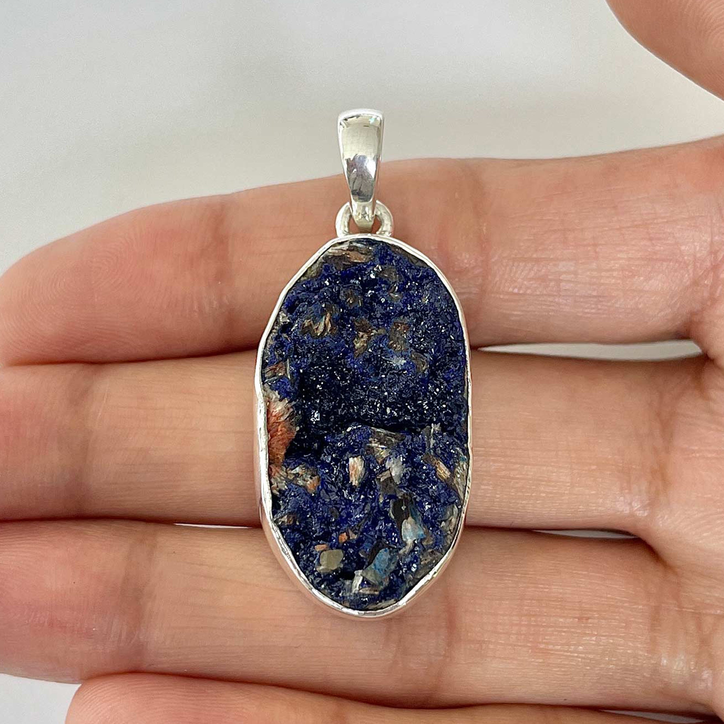 Azurite Druzy Pendant-(AZR-1-17)
