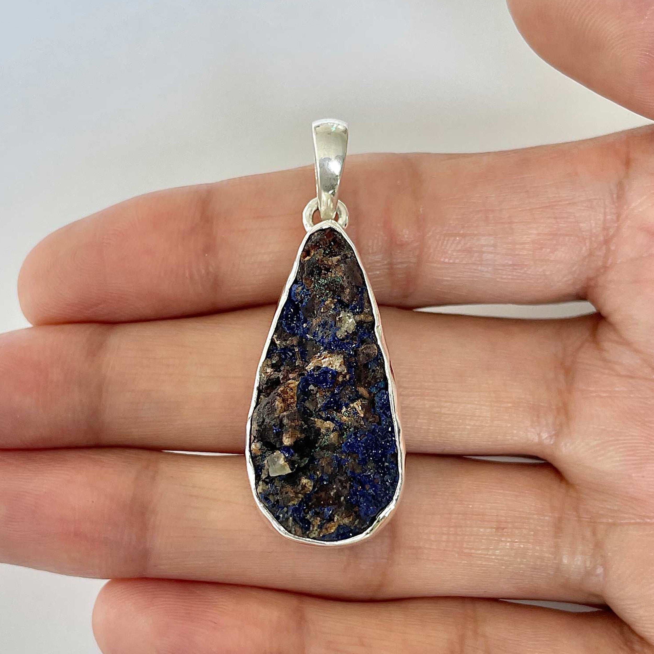 Azurite Druzy Pendant-(AZR-1-19)