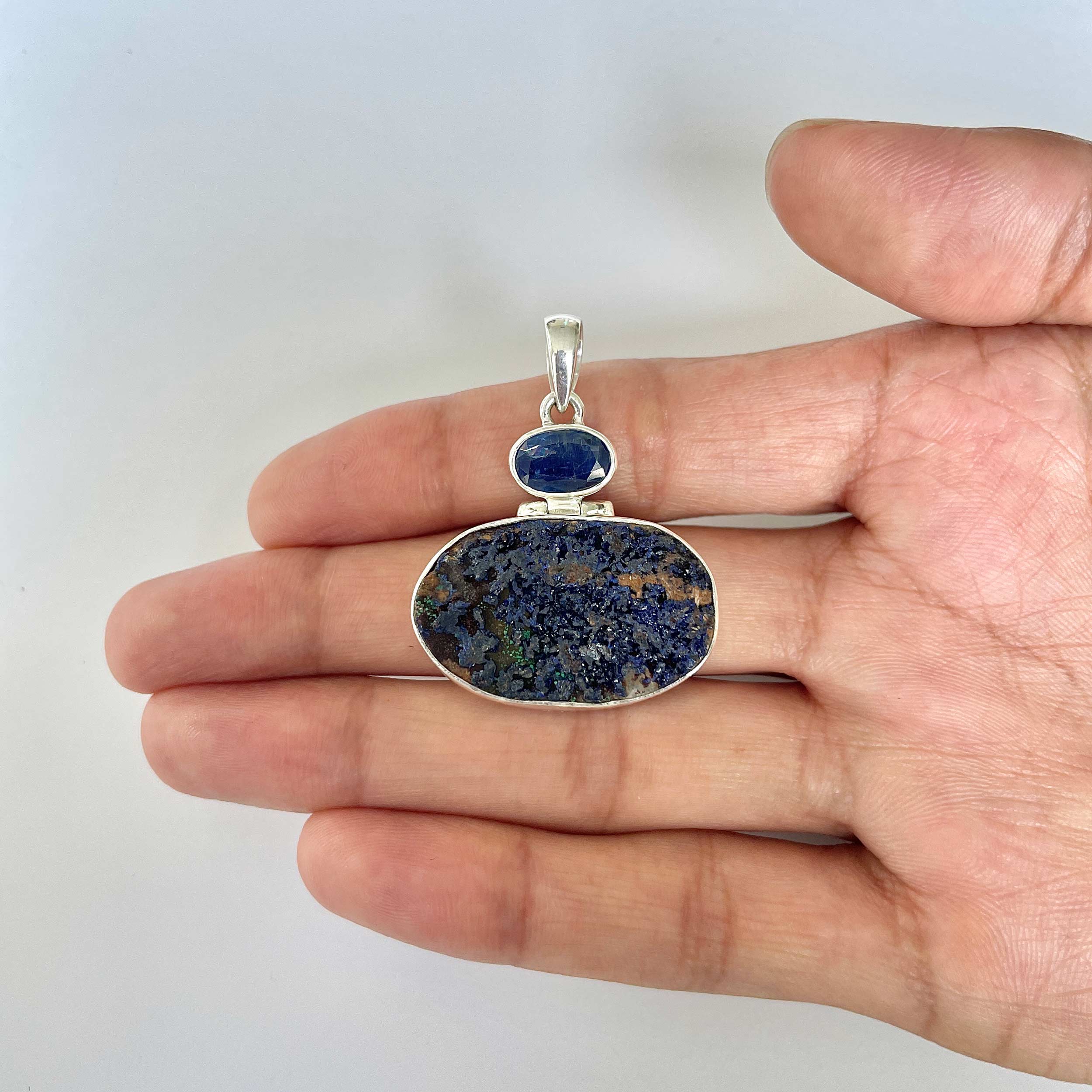 Azurite Druzy Pendant-(AZR-1-2)