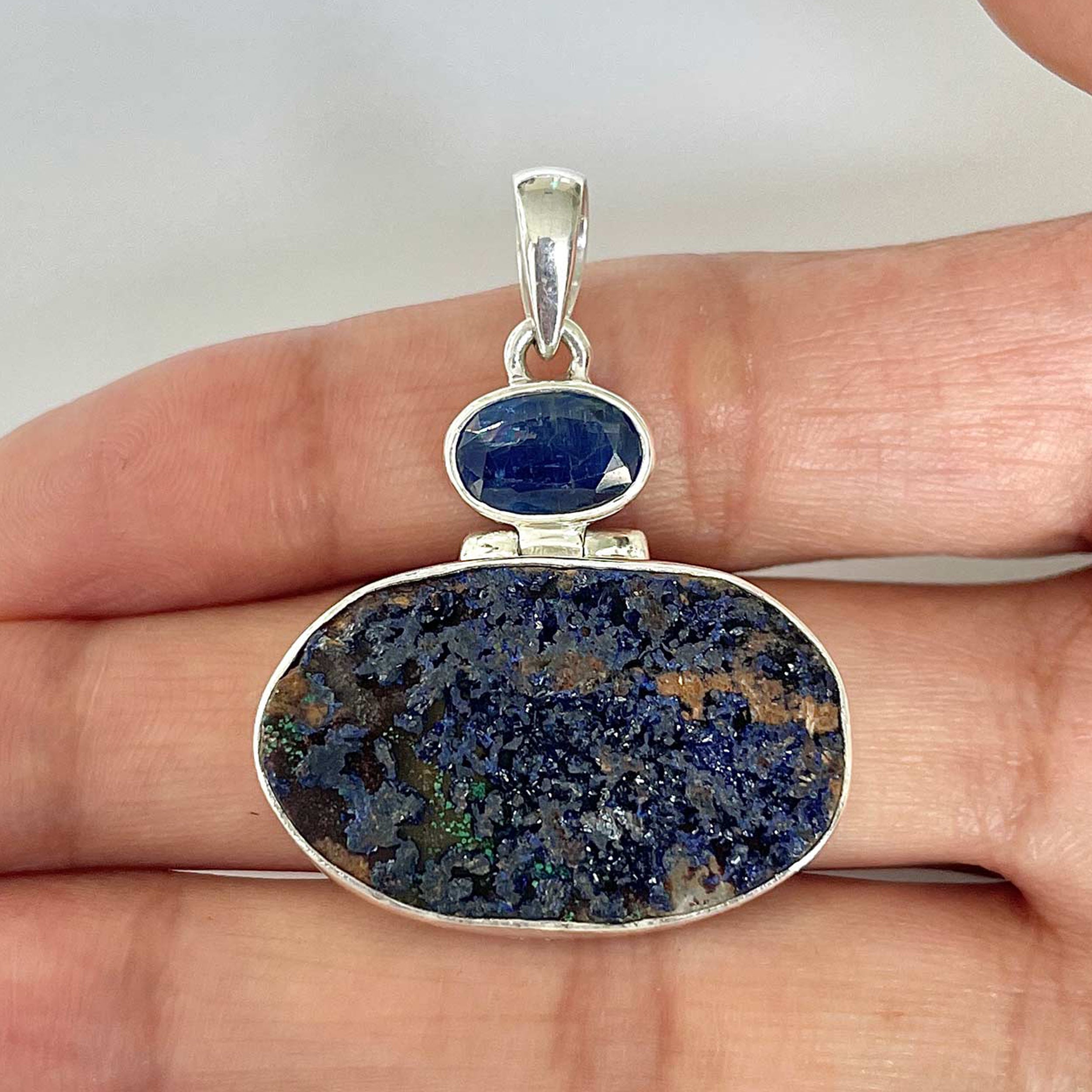 Azurite Druzy Pendant-(AZR-1-2)