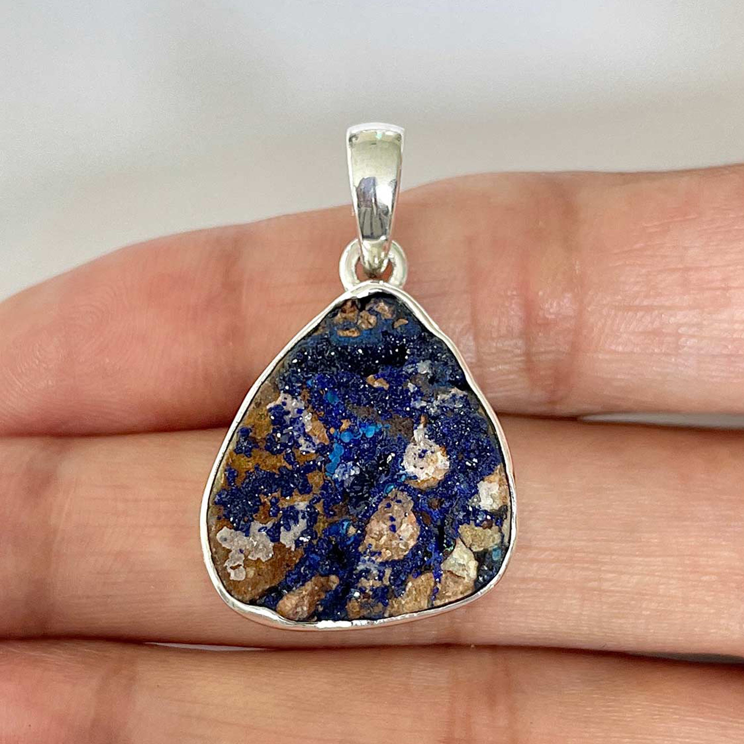 Azurite Druzy Pendant-(AZR-1-20)