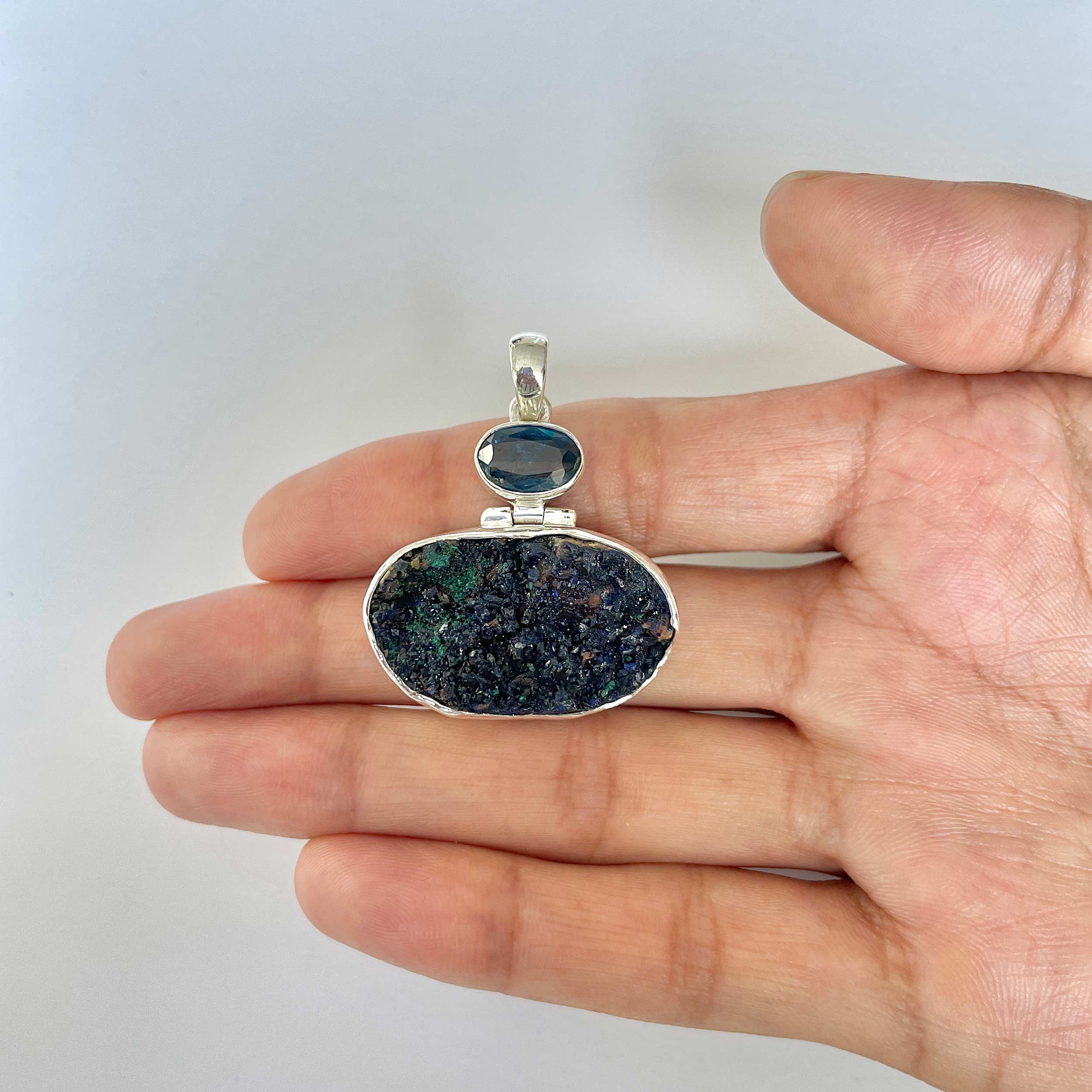 Azurite Druzy Pendant-(AZR-1-21)