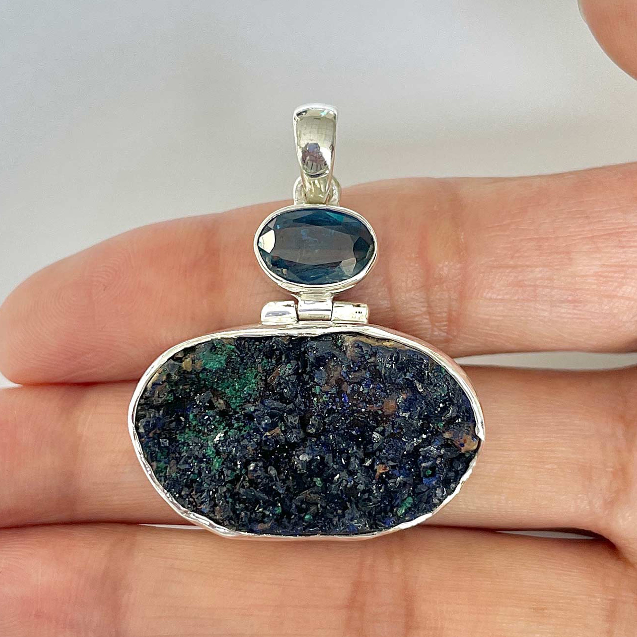 Azurite Druzy Pendant-(AZR-1-21)