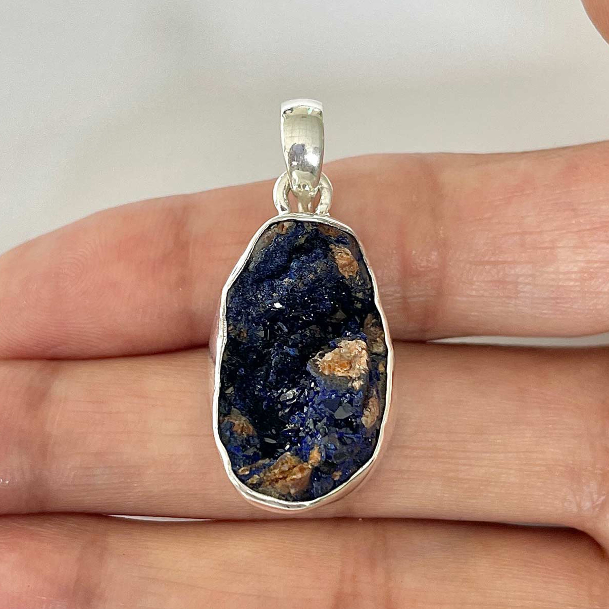 Azurite Druzy Pendant-(AZR-1-22)