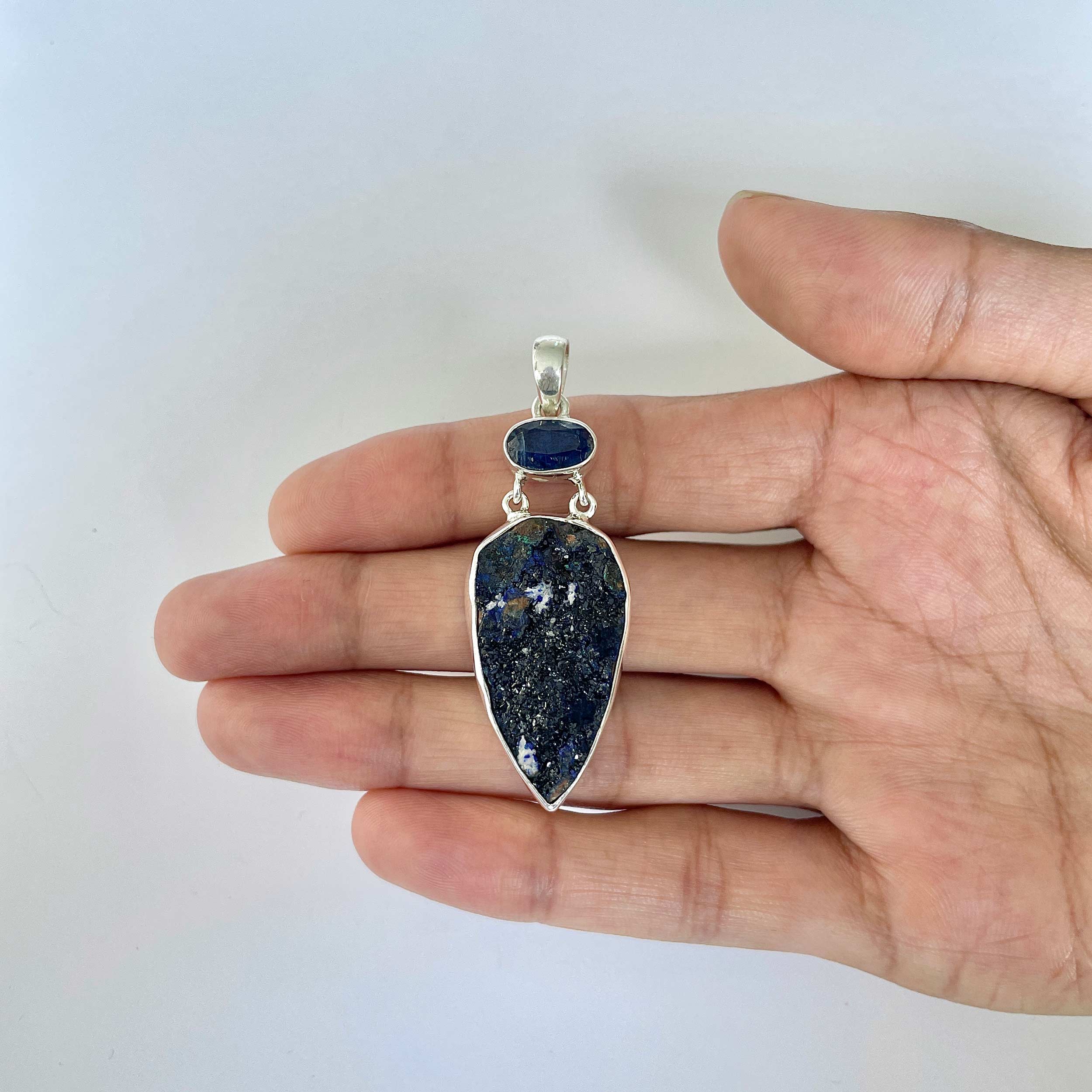 Azurite Druzy Pendant-(AZR-1-23)