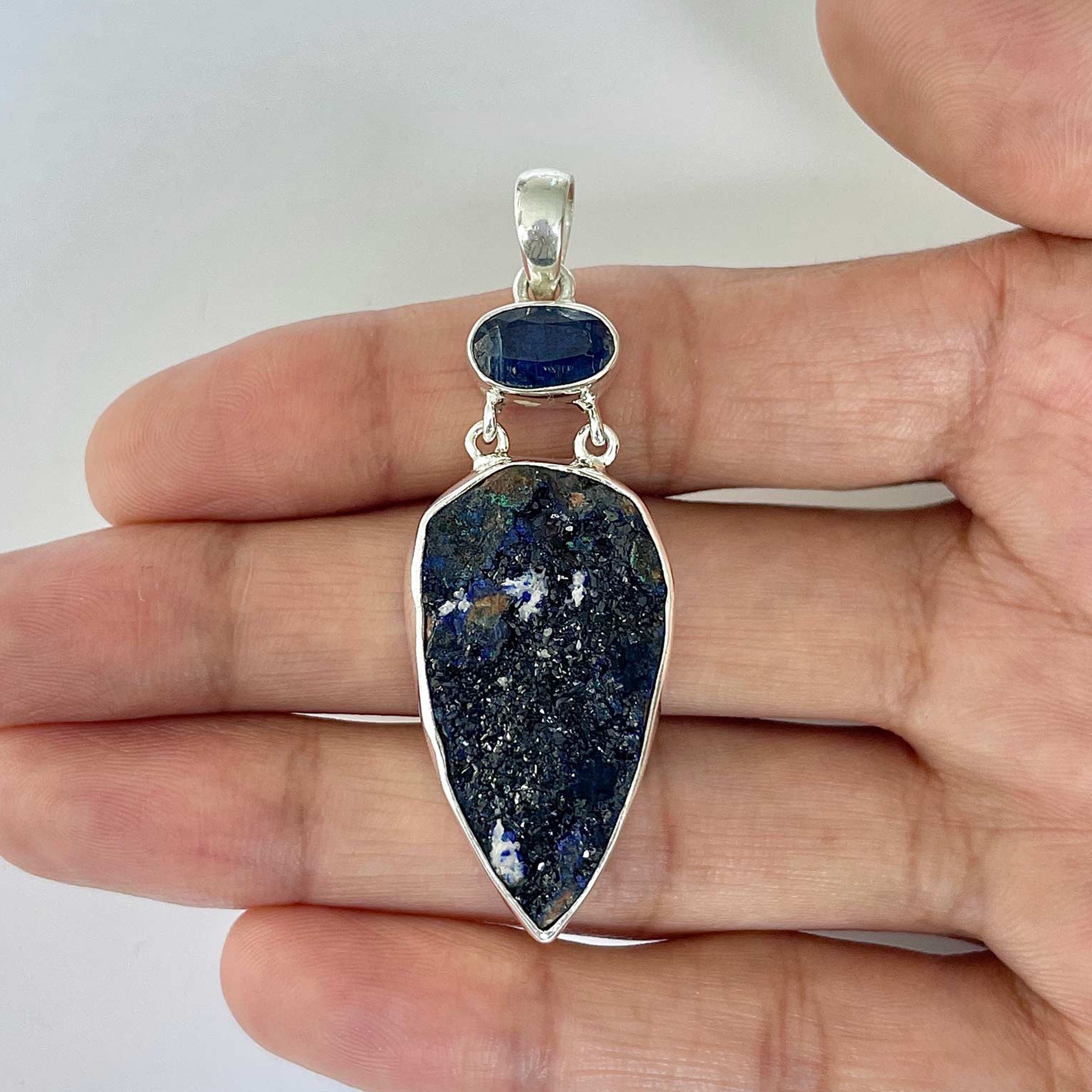 Azurite Druzy Pendant-(AZR-1-23)