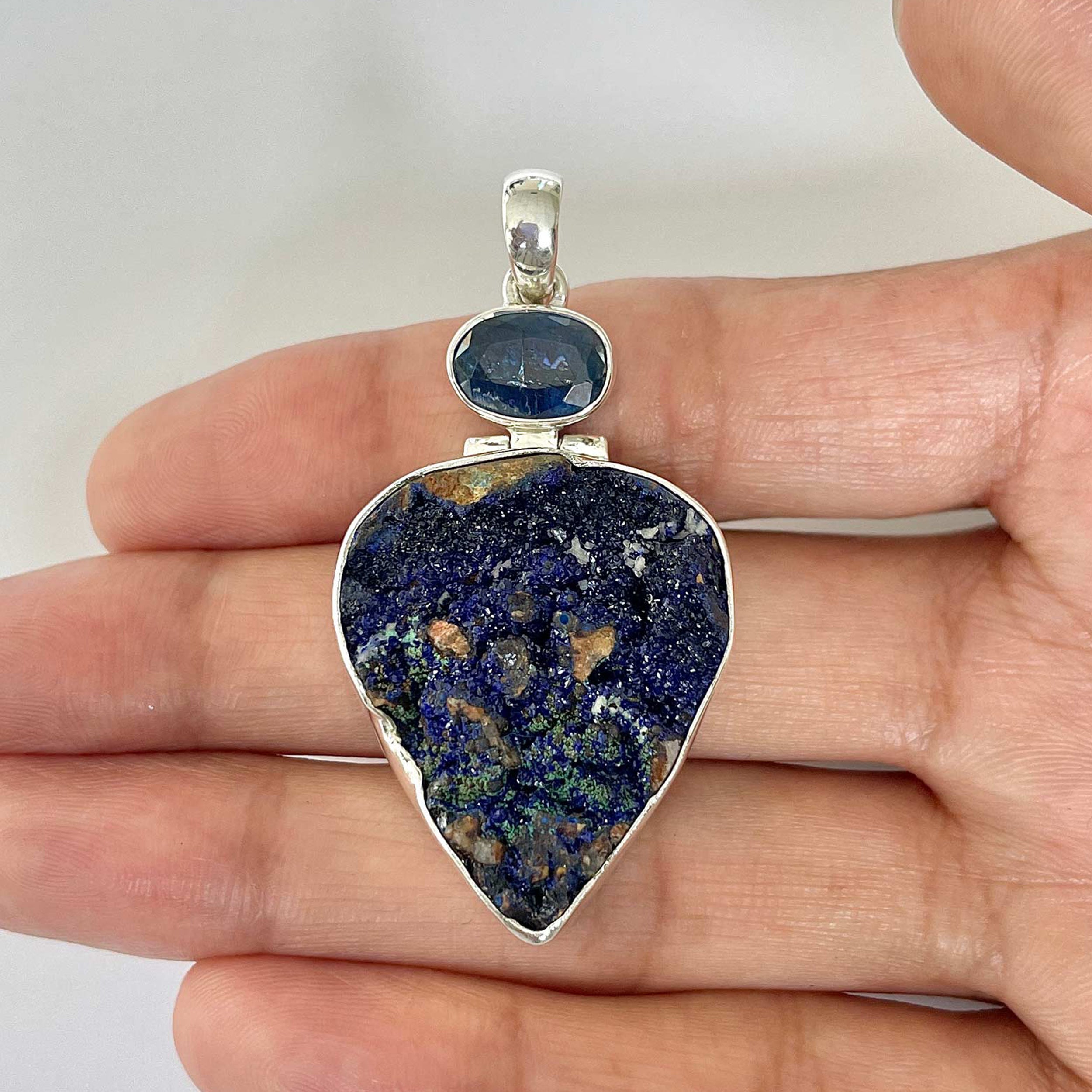 Azurite Druzy Pendant-(AZR-1-24)