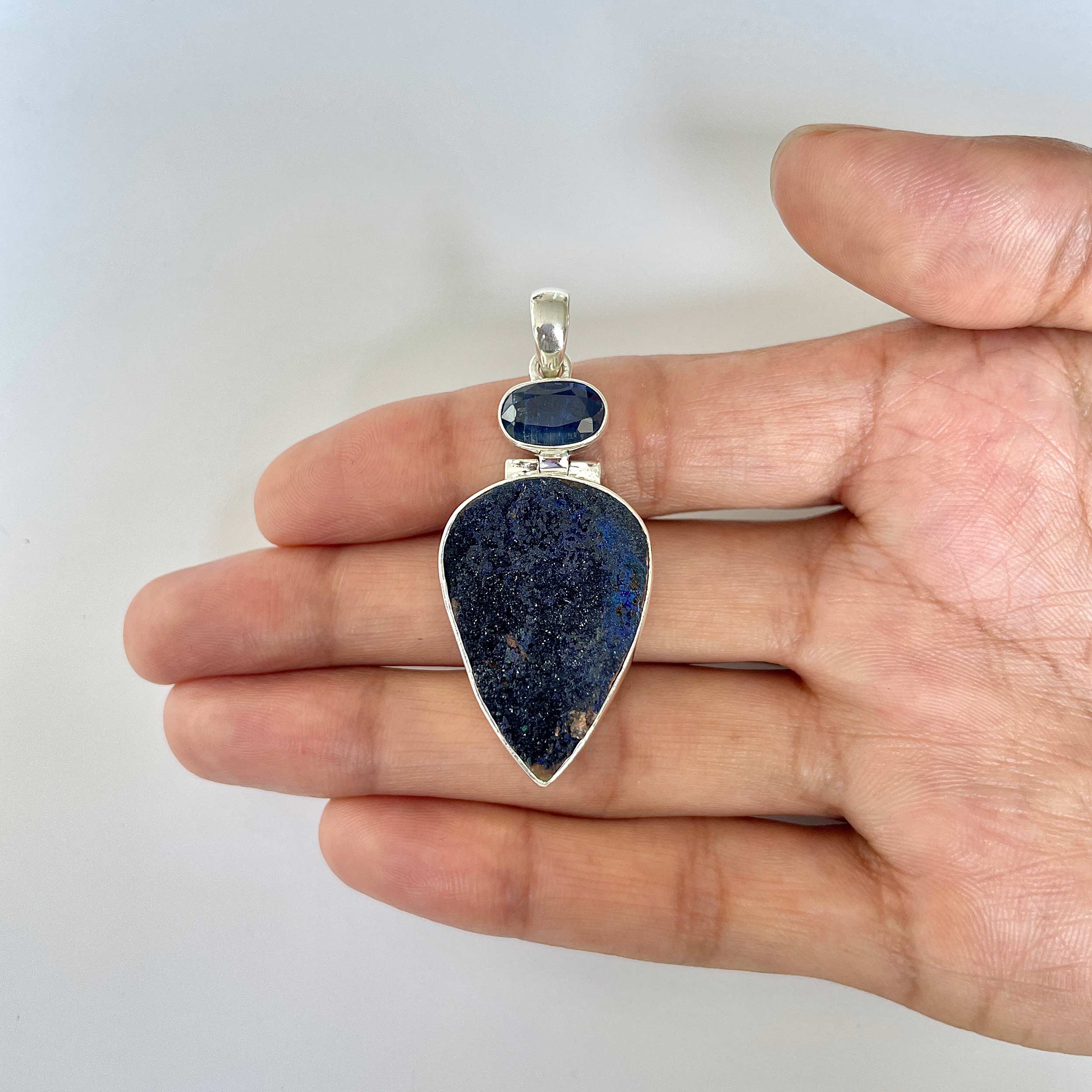 Azurite Druzy Pendant-(AZR-1-25)