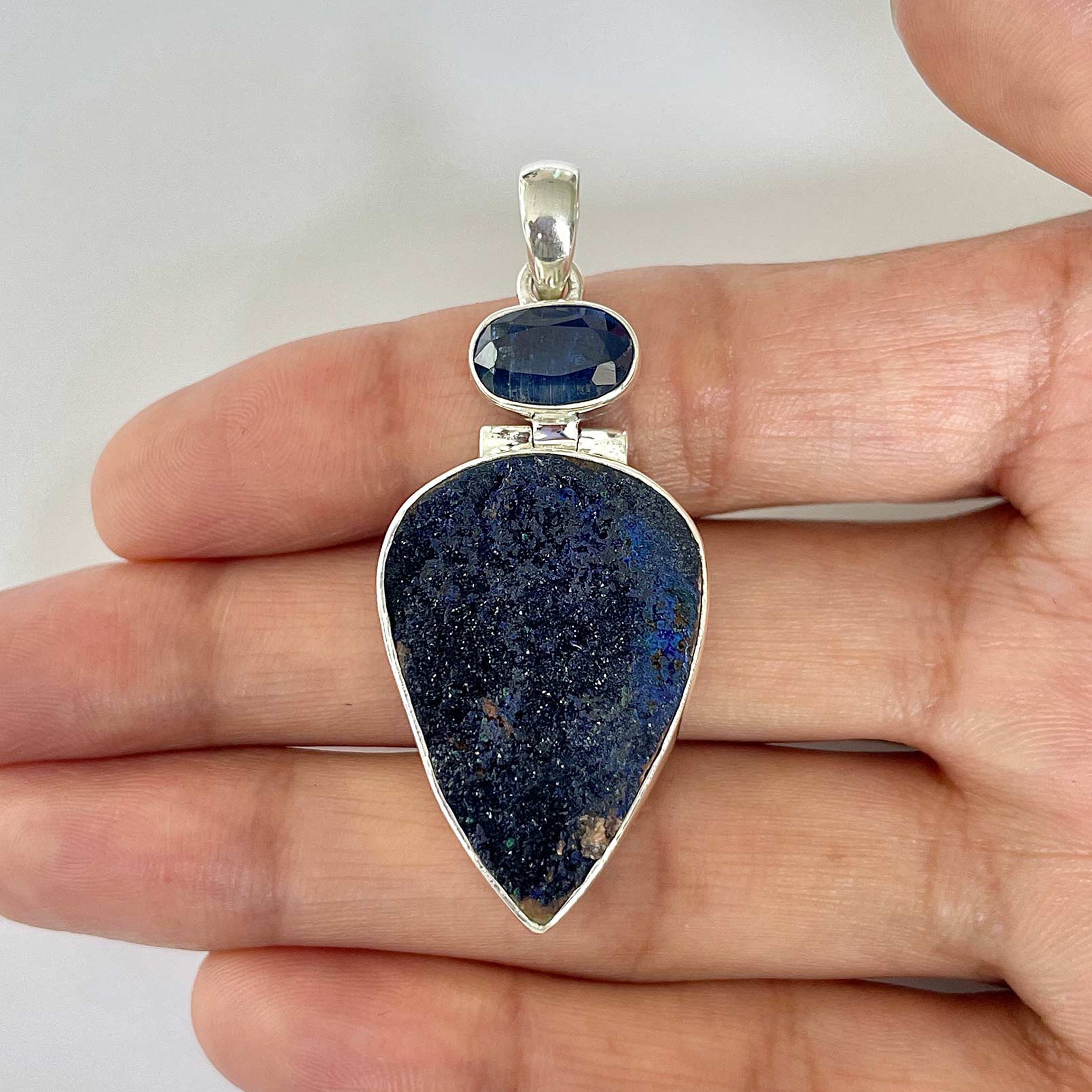 Azurite Druzy Pendant-(AZR-1-25)
