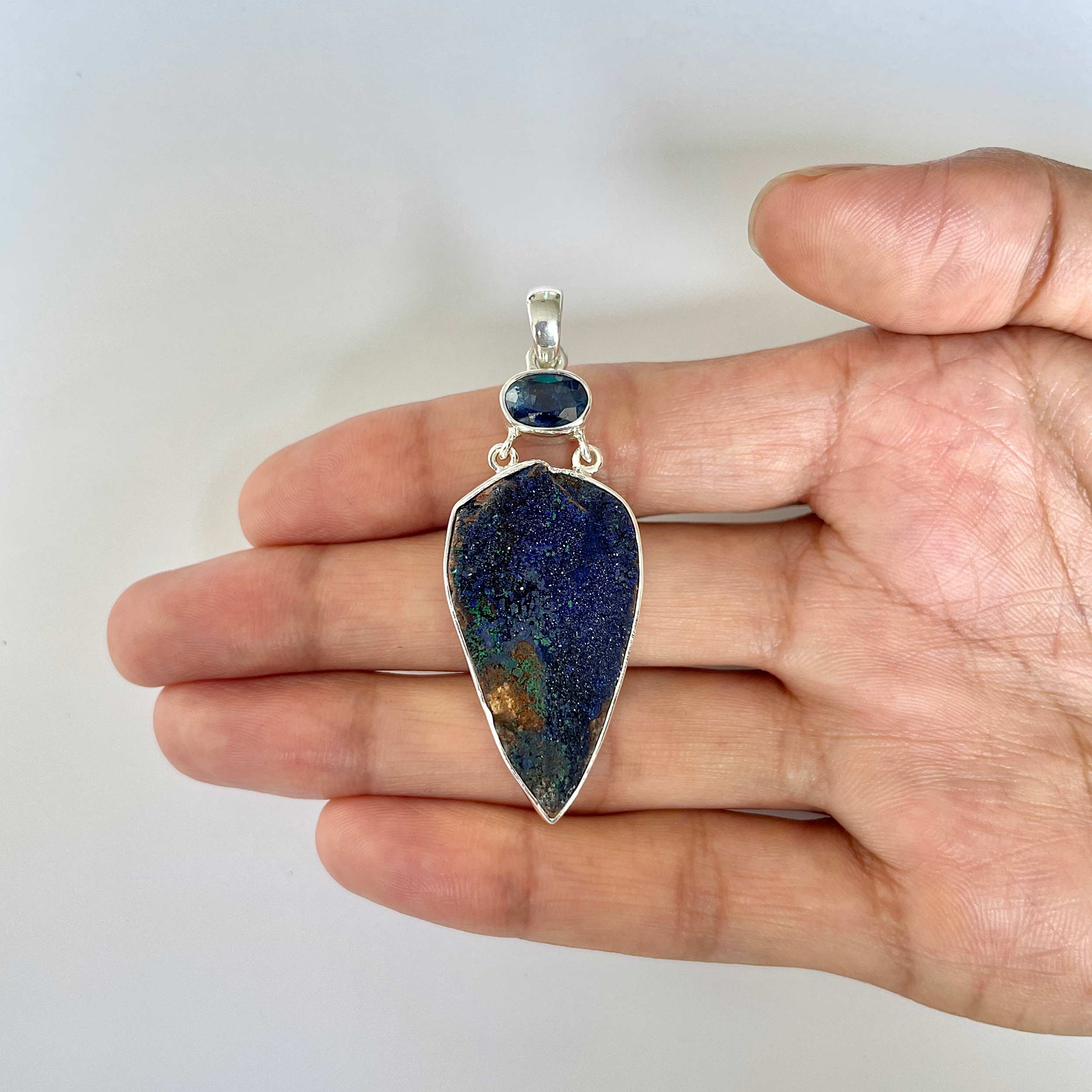 Azurite Druzy Pendant-(AZR-1-29)