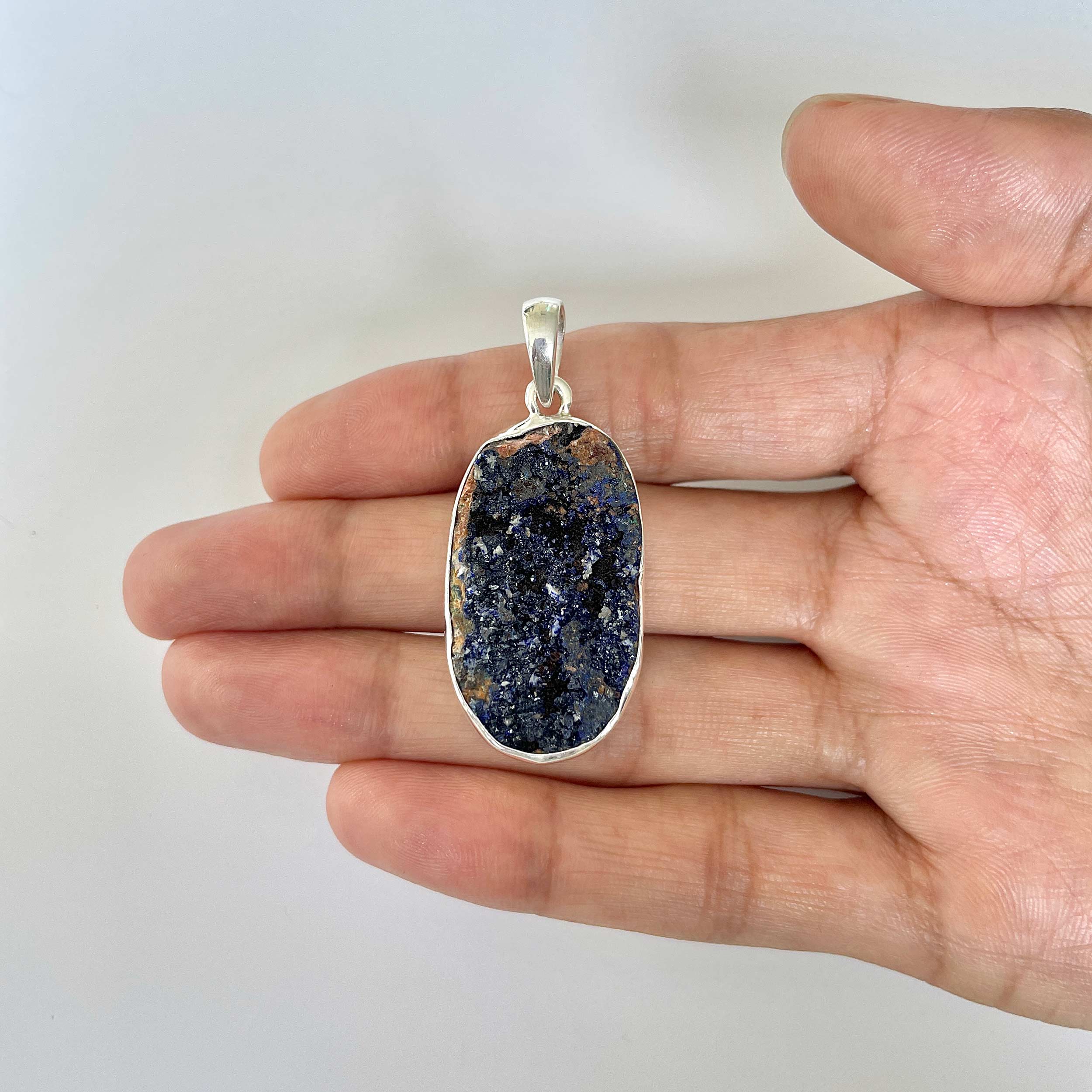 Azurite Druzy Pendant-(AZR-1-6)