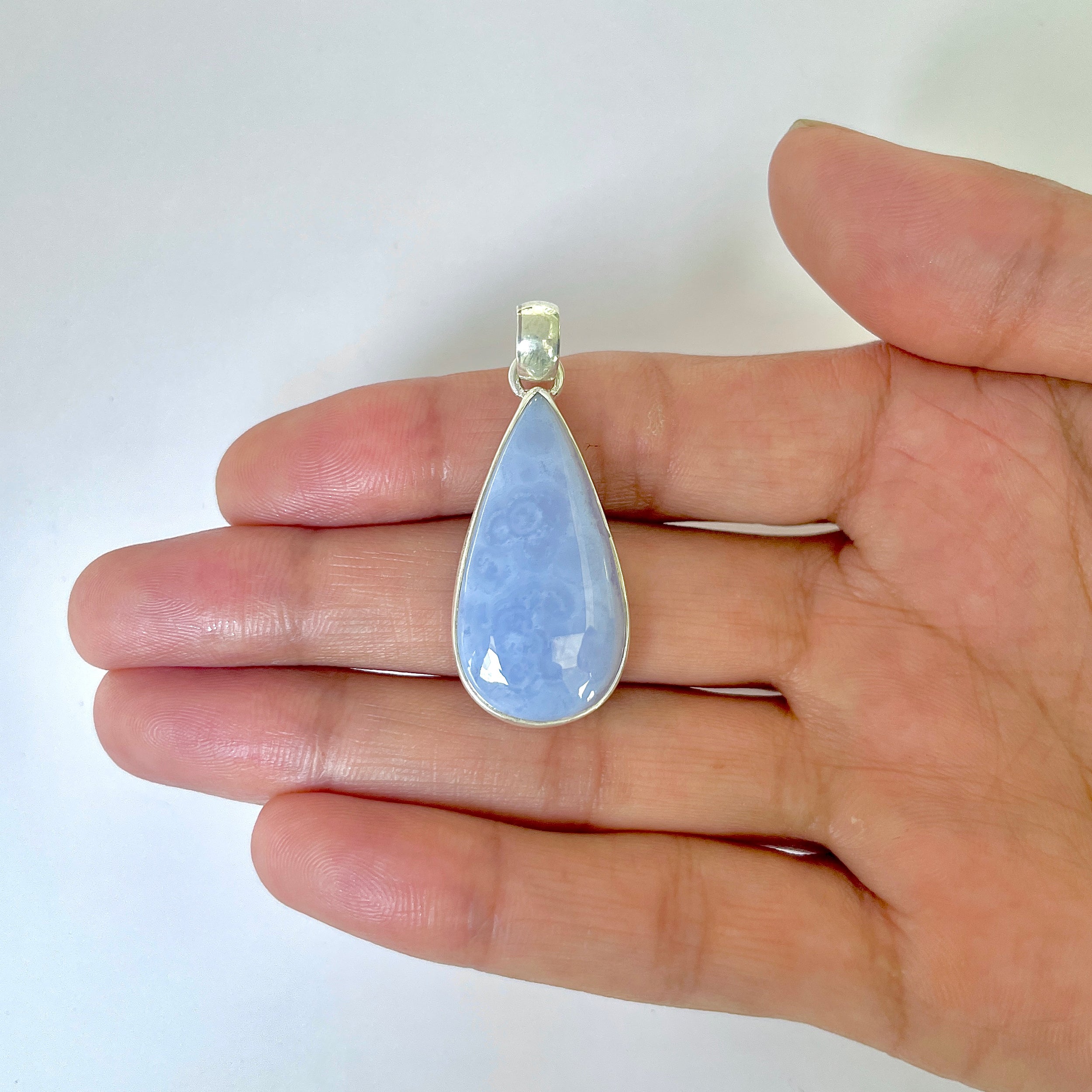 Blue Chalcedony Pendant-(BCH-1-10)