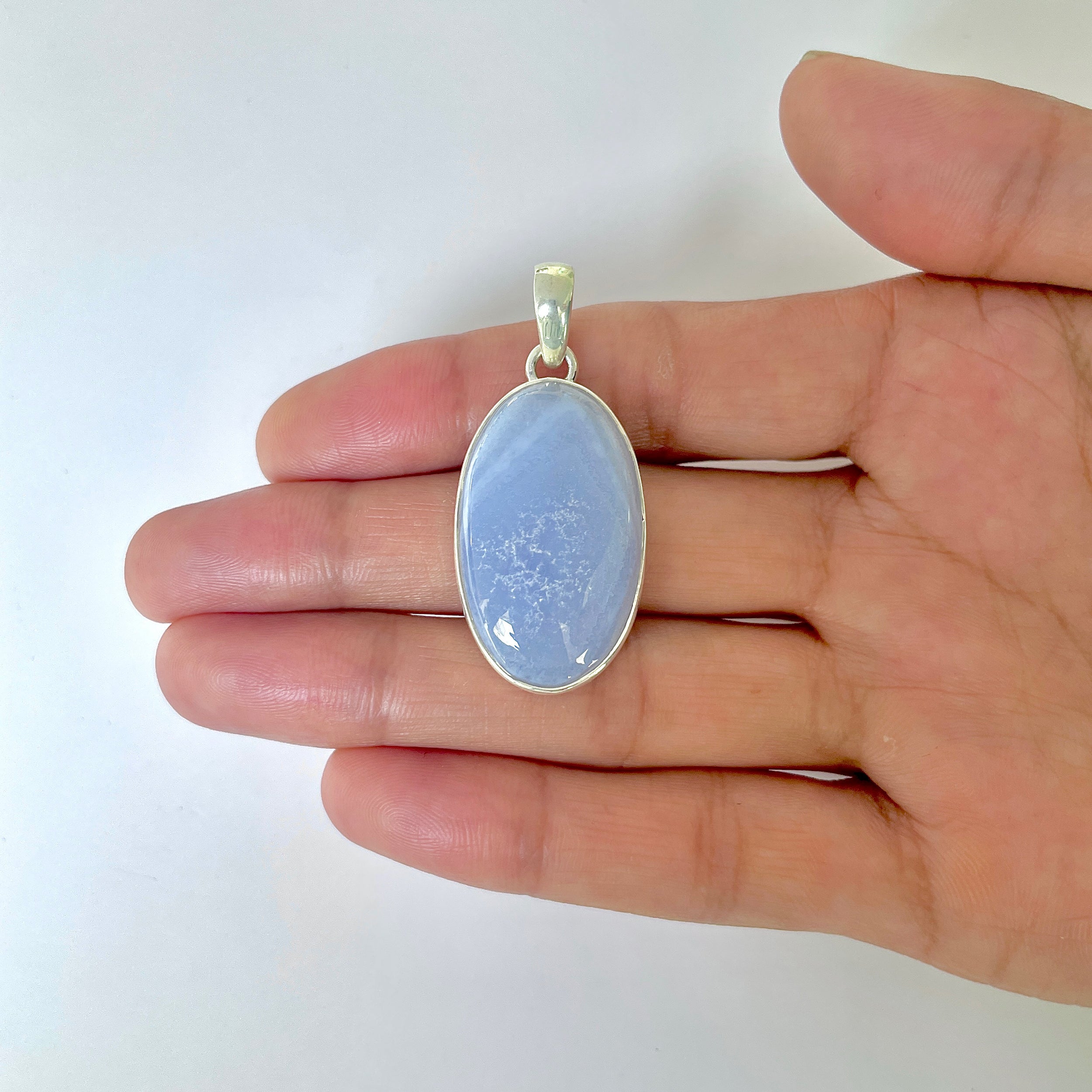 Blue Chalcedony Pendant-(BCH-1-1)