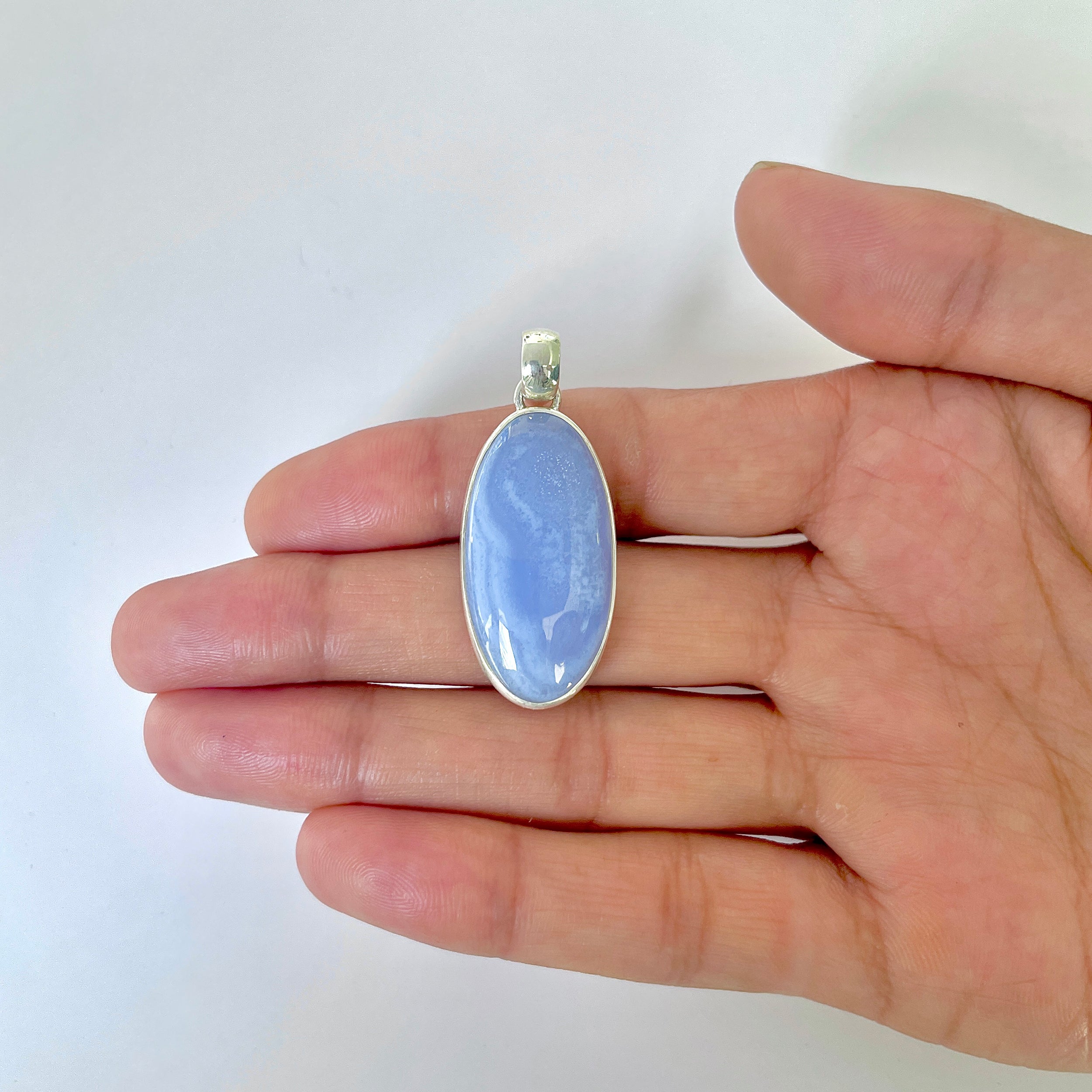 Blue Chalcedony Pendant-(BCH-1-13)