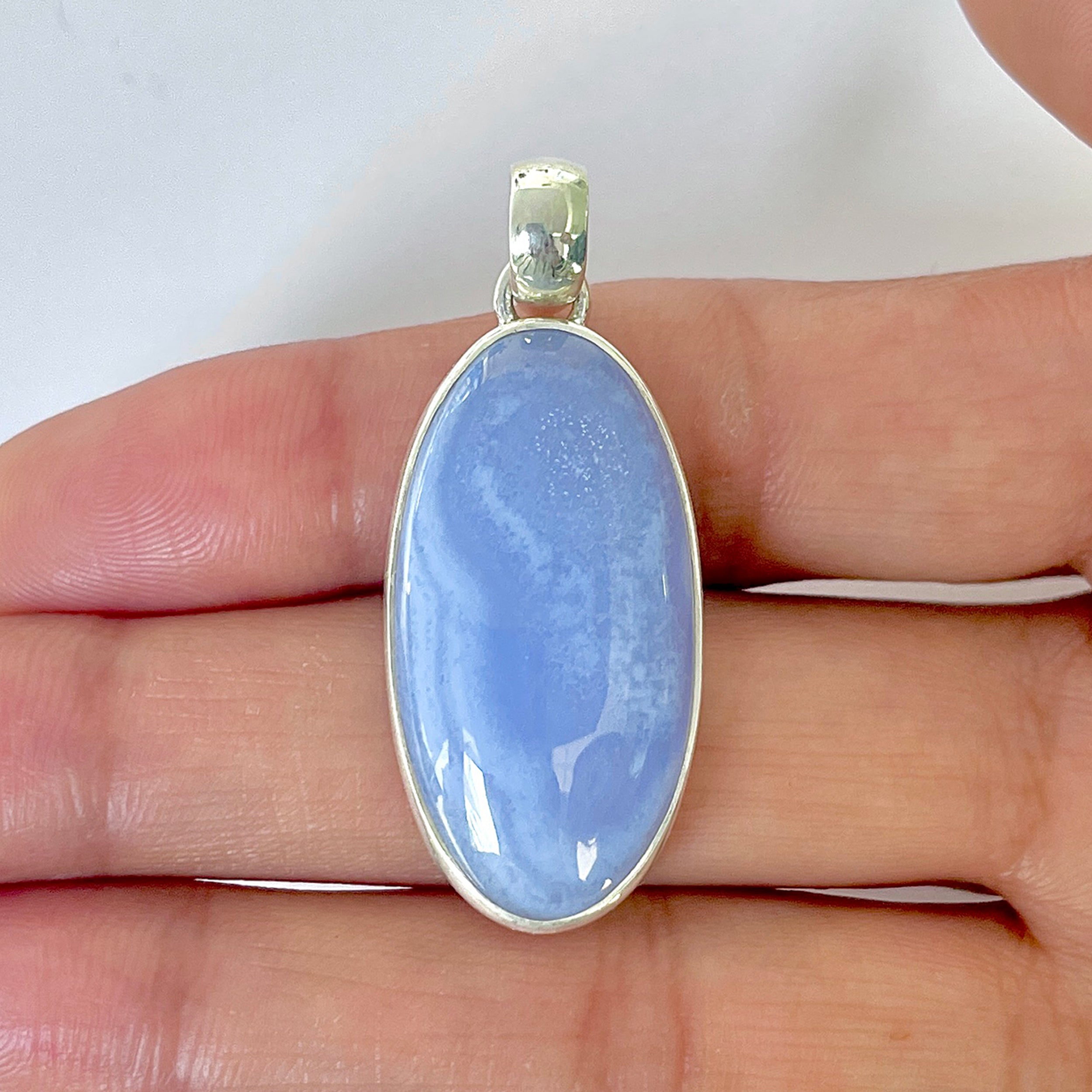 Blue Chalcedony Pendant-(BCH-1-13)