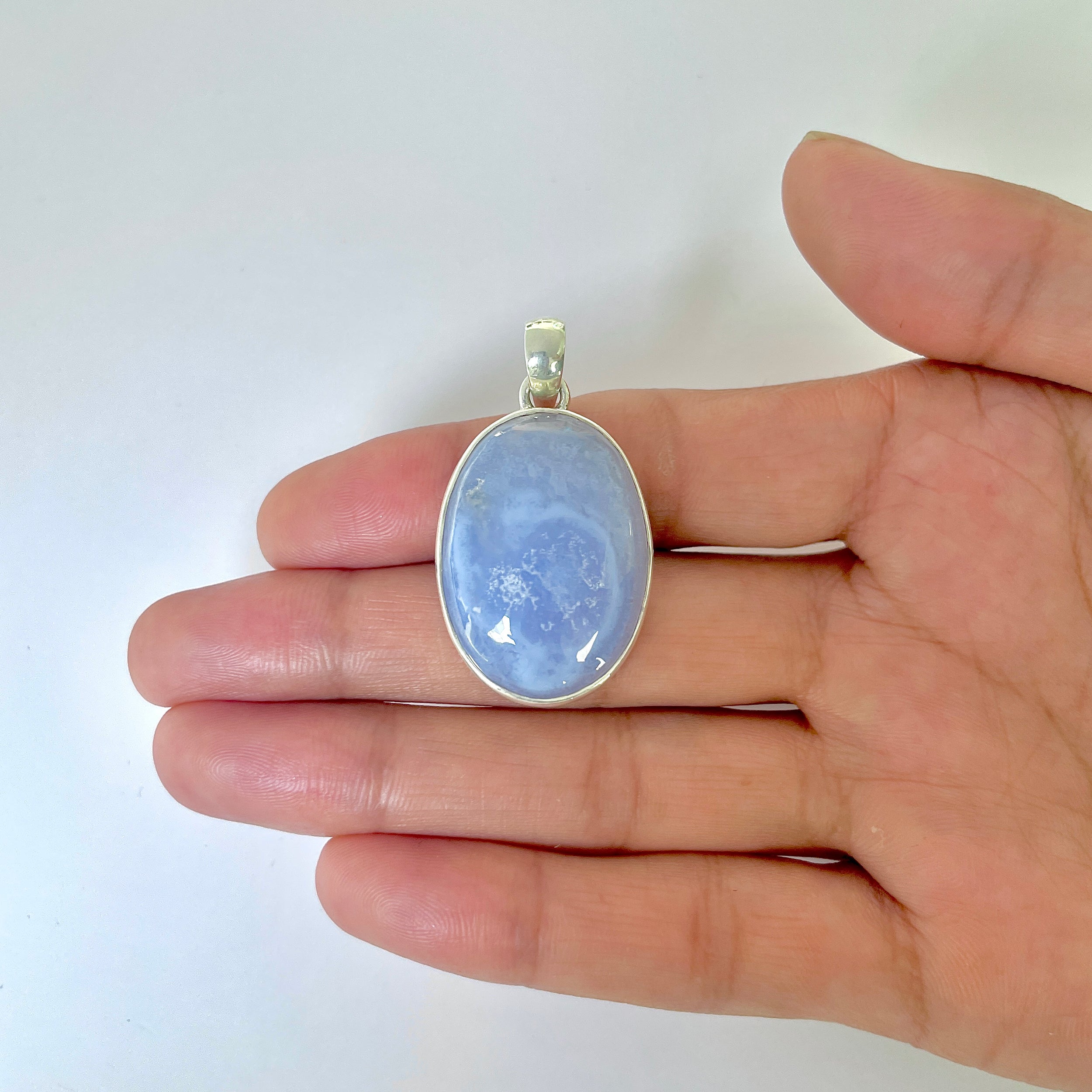 Blue Chalcedony Pendant-(BCH-1-14)