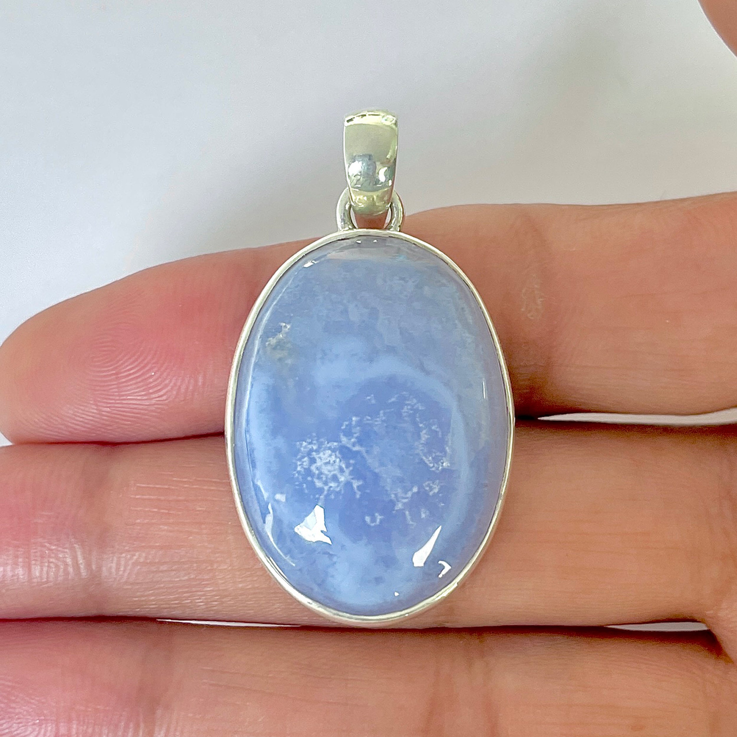 Blue Chalcedony Pendant-(BCH-1-14)