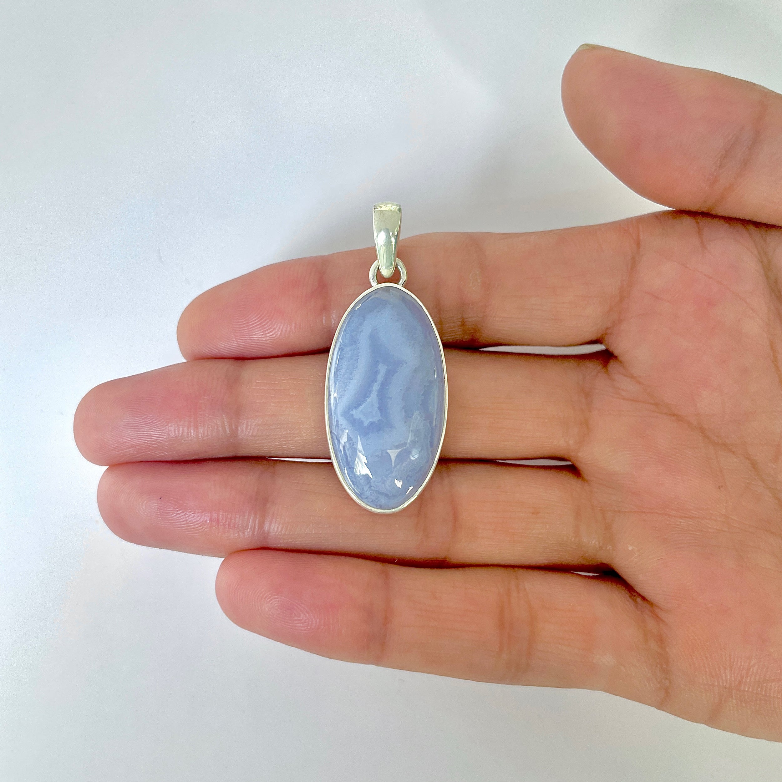 Blue Chalcedony Pendant-(BCH-1-15)