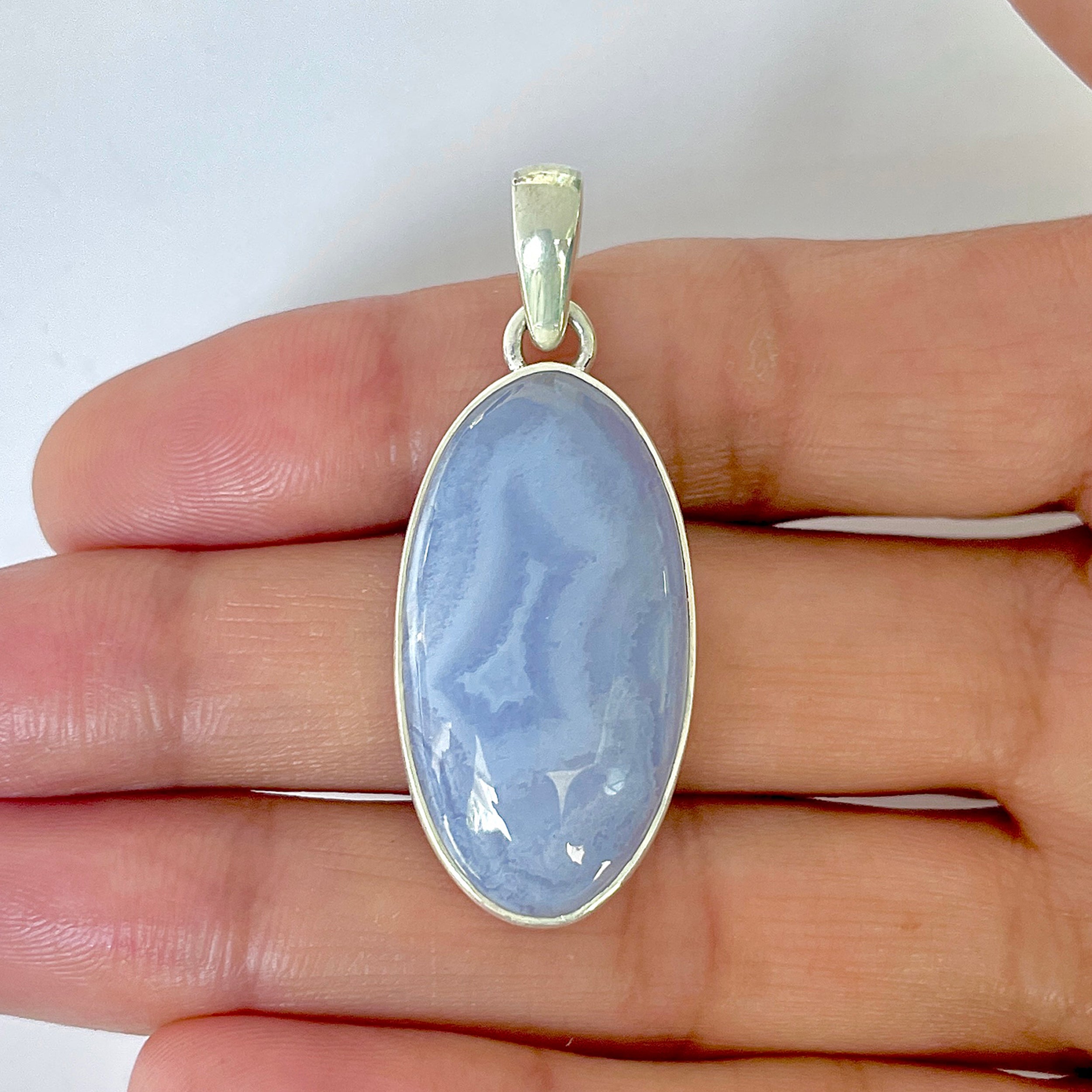 Blue Chalcedony Pendant-(BCH-1-15)
