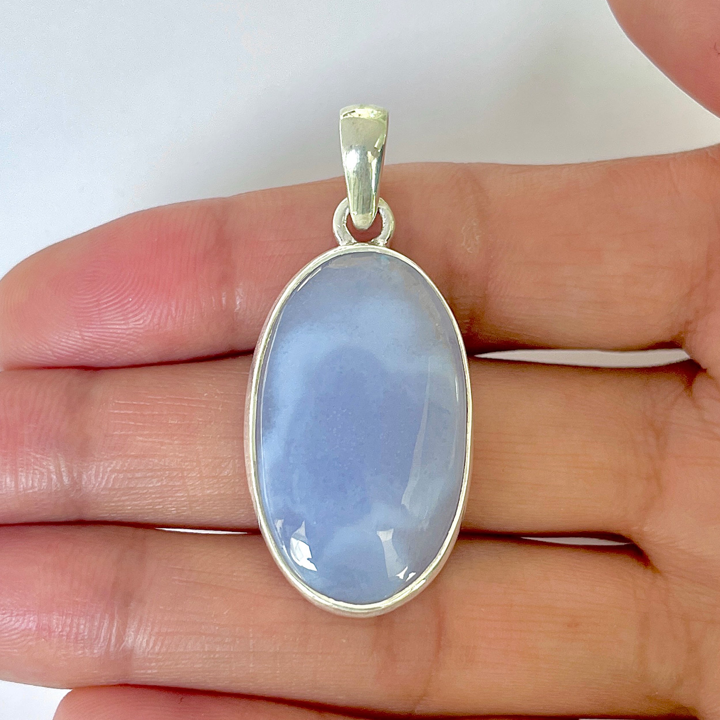 Blue Chalcedony Pendant-(BCH-1-18)