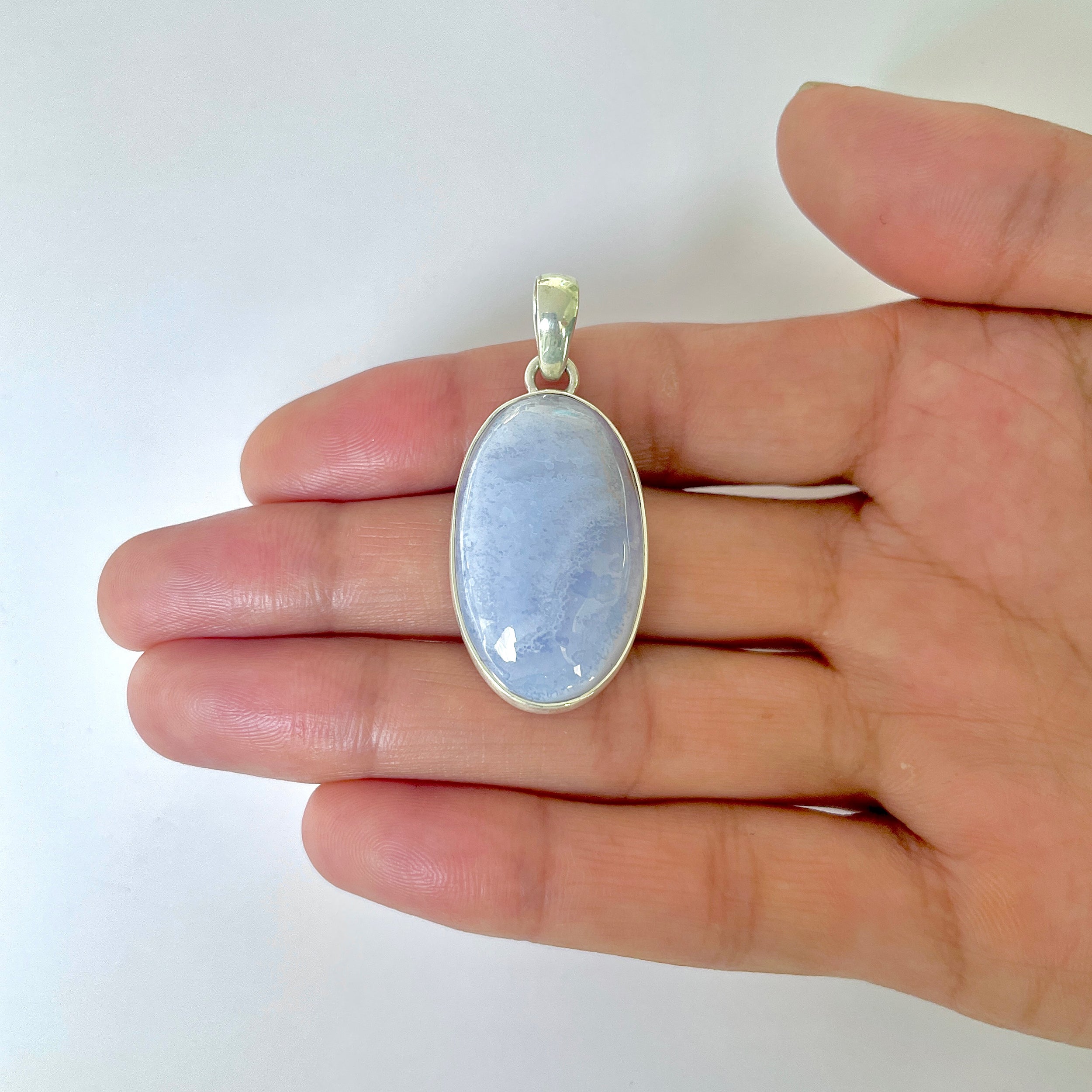 Blue Chalcedony Pendant-(BCH-1-2)