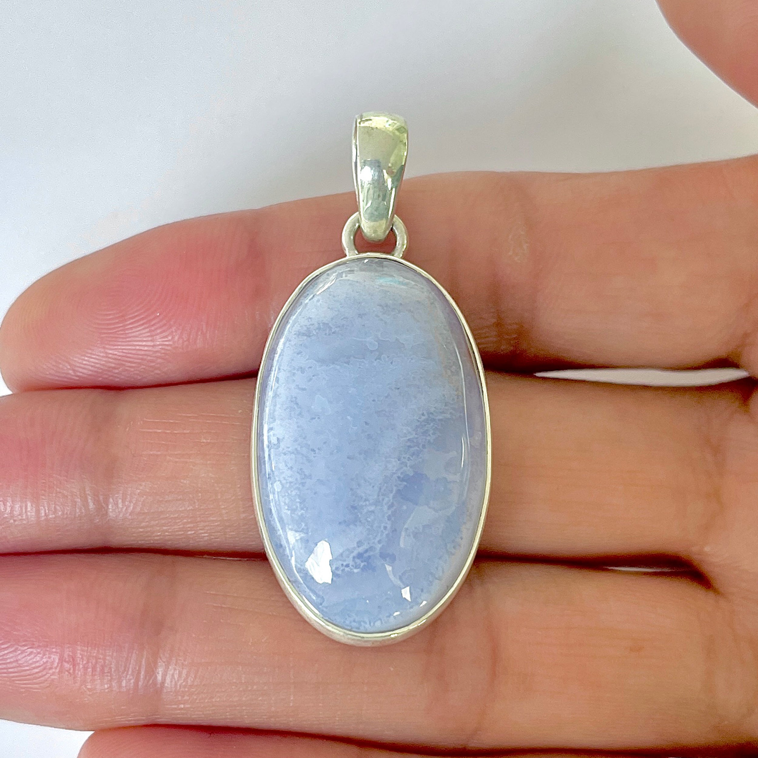 Blue Chalcedony Pendant-(BCH-1-2)