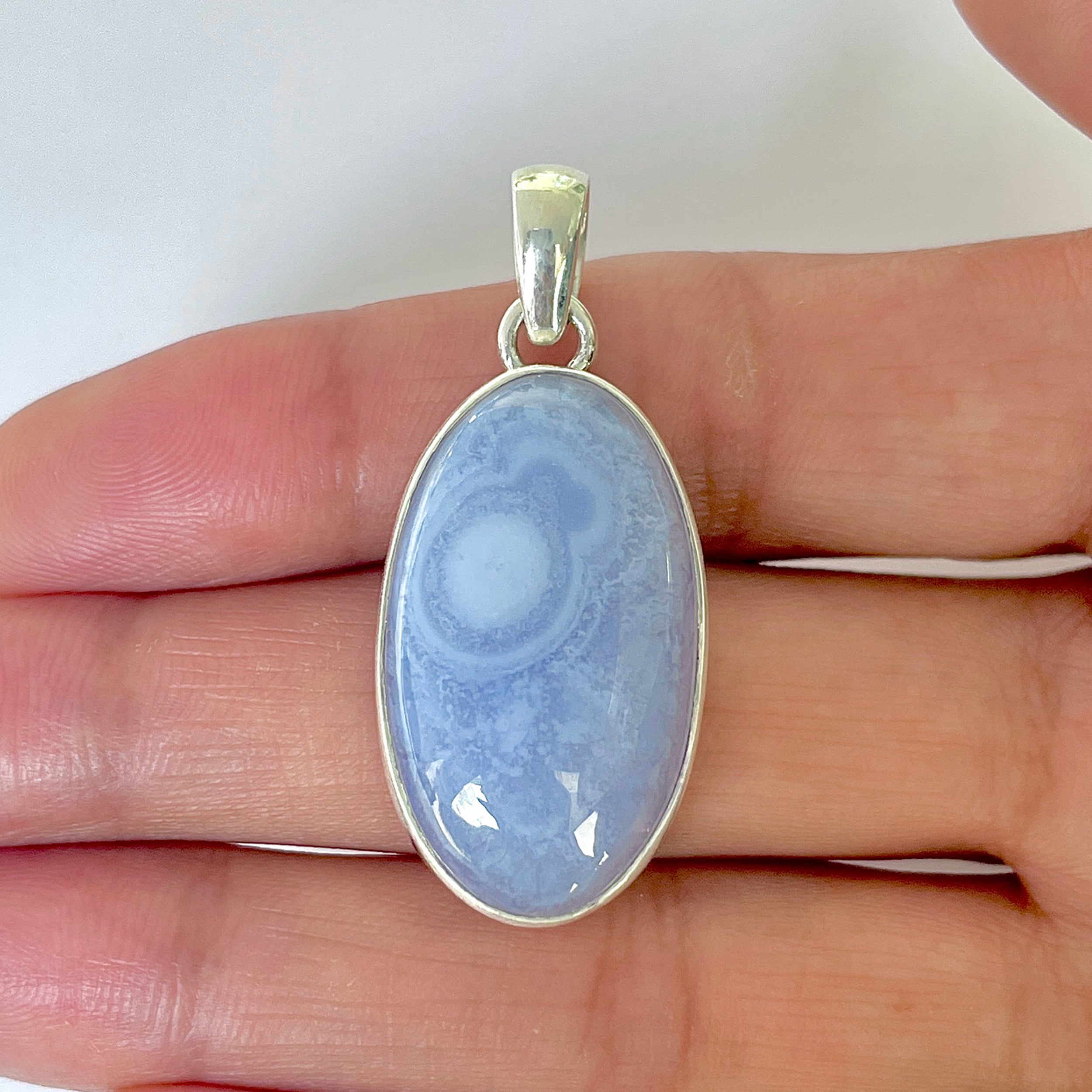 Blue Chalcedony Pendant-(BCH-1-21)