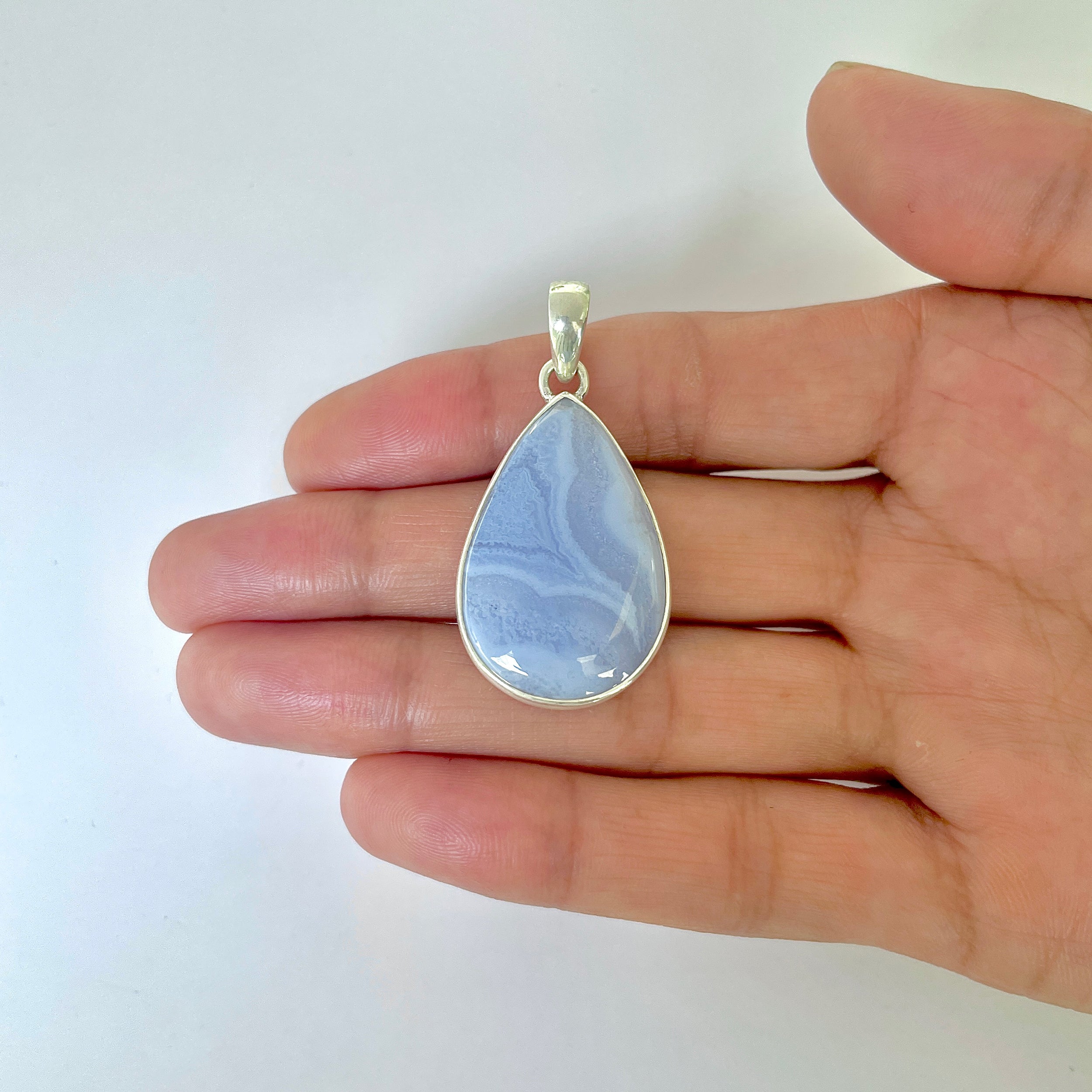 Blue Chalcedony Pendant-(BCH-1-22)