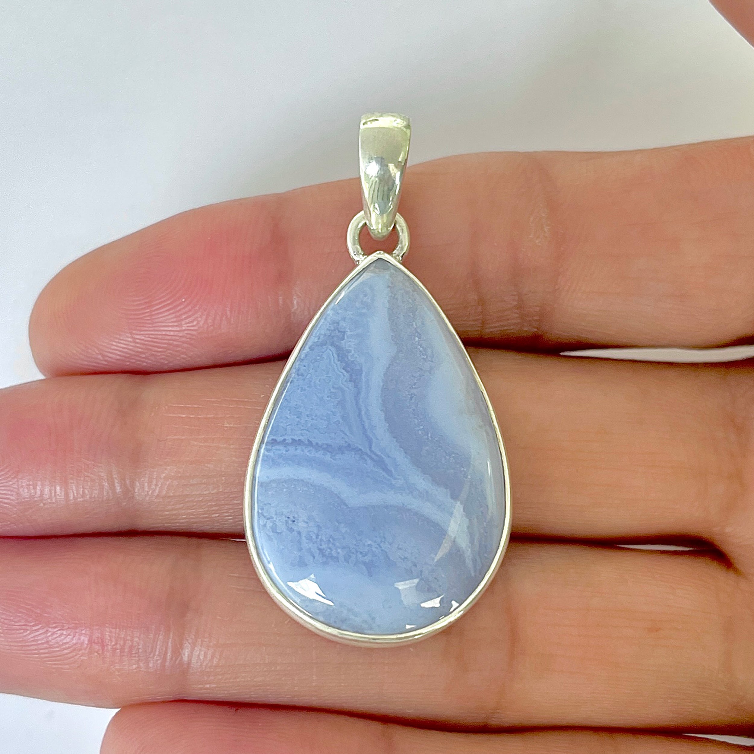 Blue Chalcedony Pendant-(BCH-1-22)