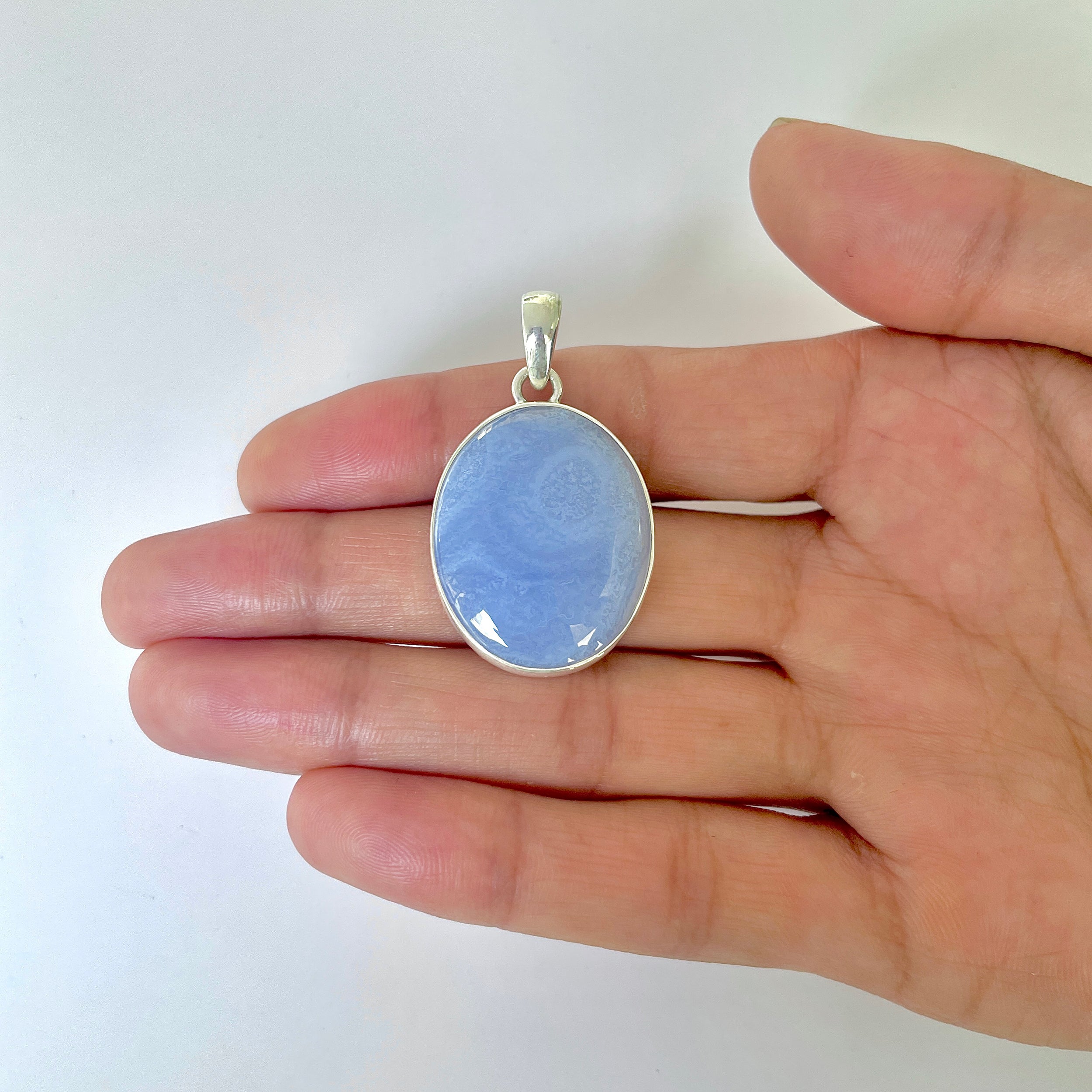 Blue Chalcedony Pendant-(BCH-1-26)