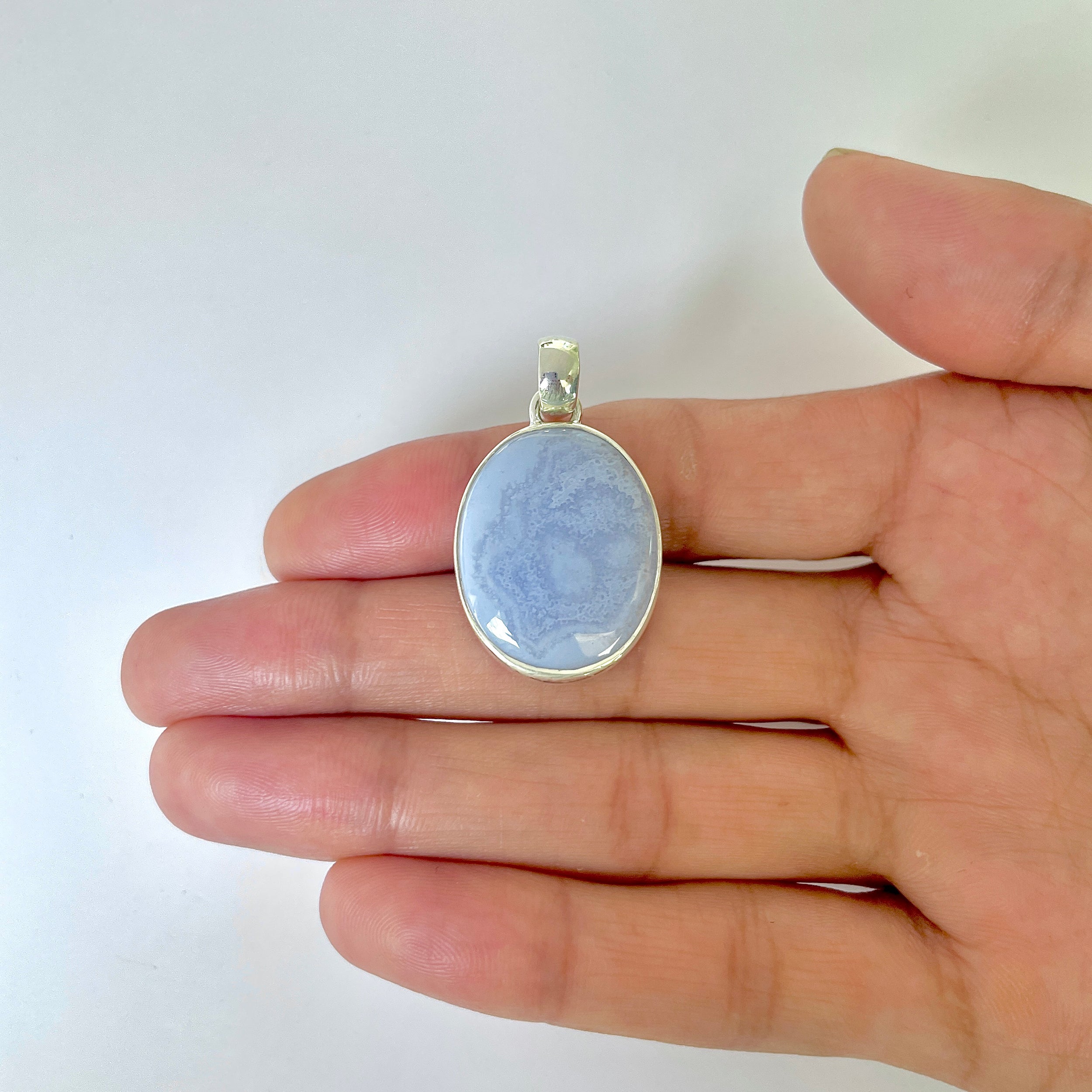 Blue Chalcedony Pendant-(BCH-1-27)