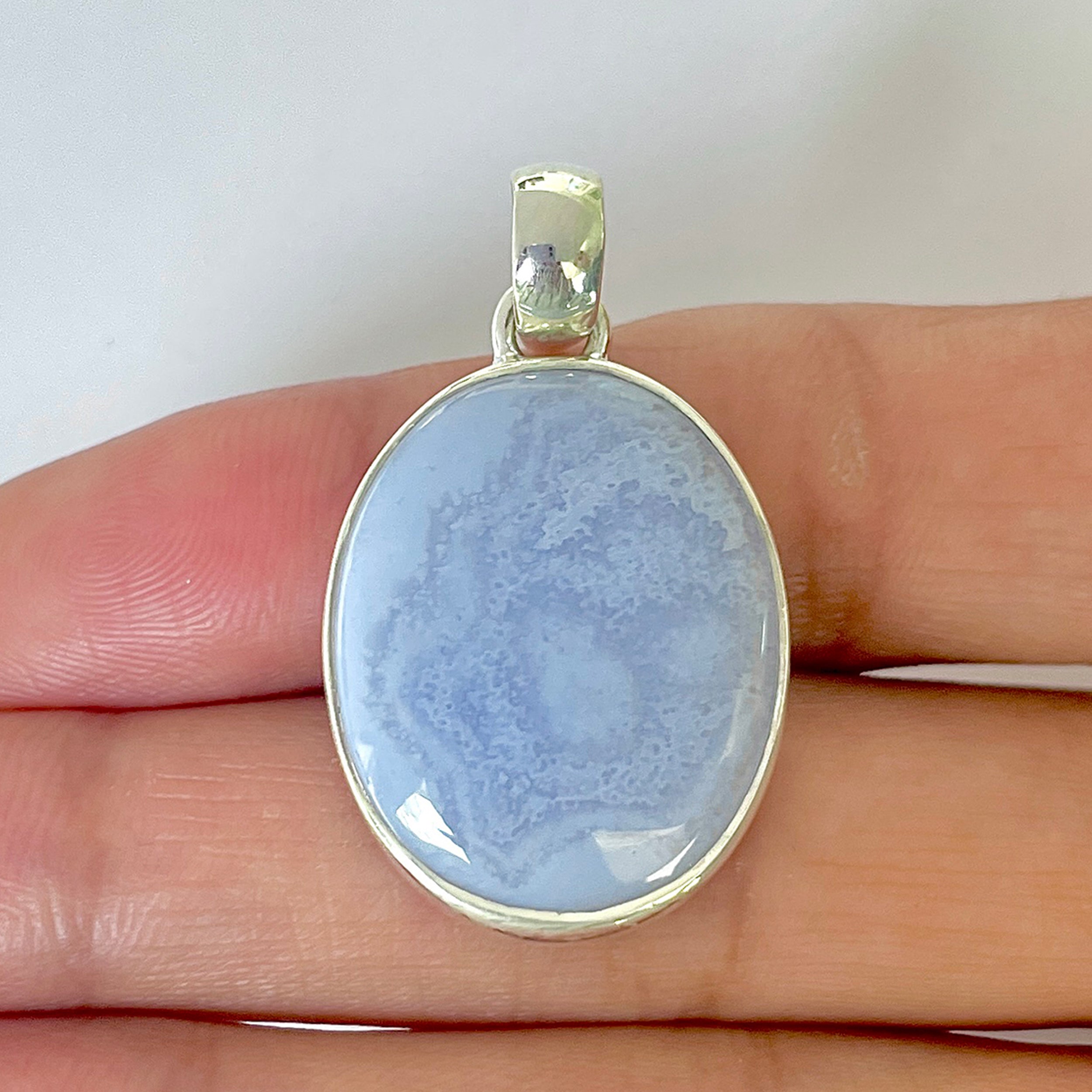 Blue Chalcedony Pendant-(BCH-1-27)